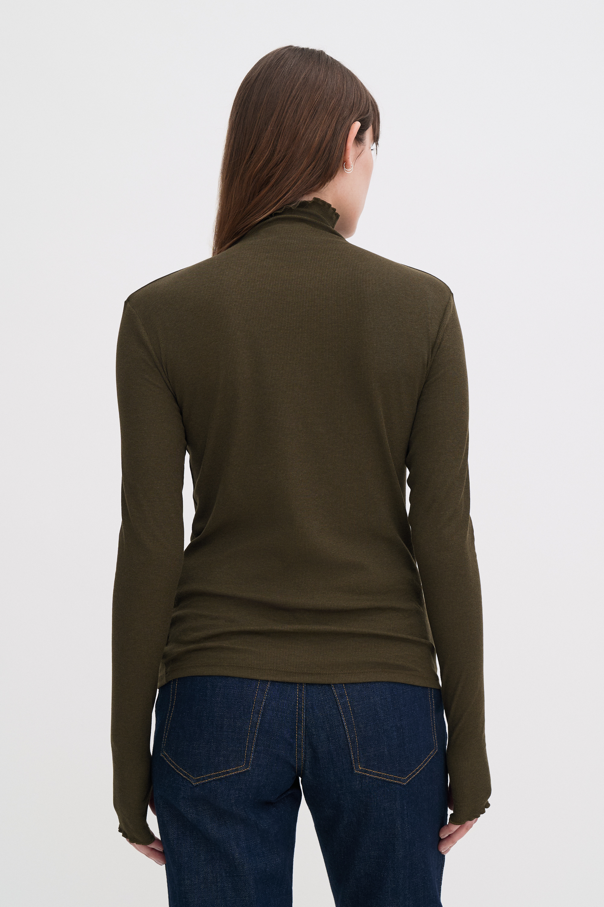 Filippa K Rib Mock Neck Top In Green