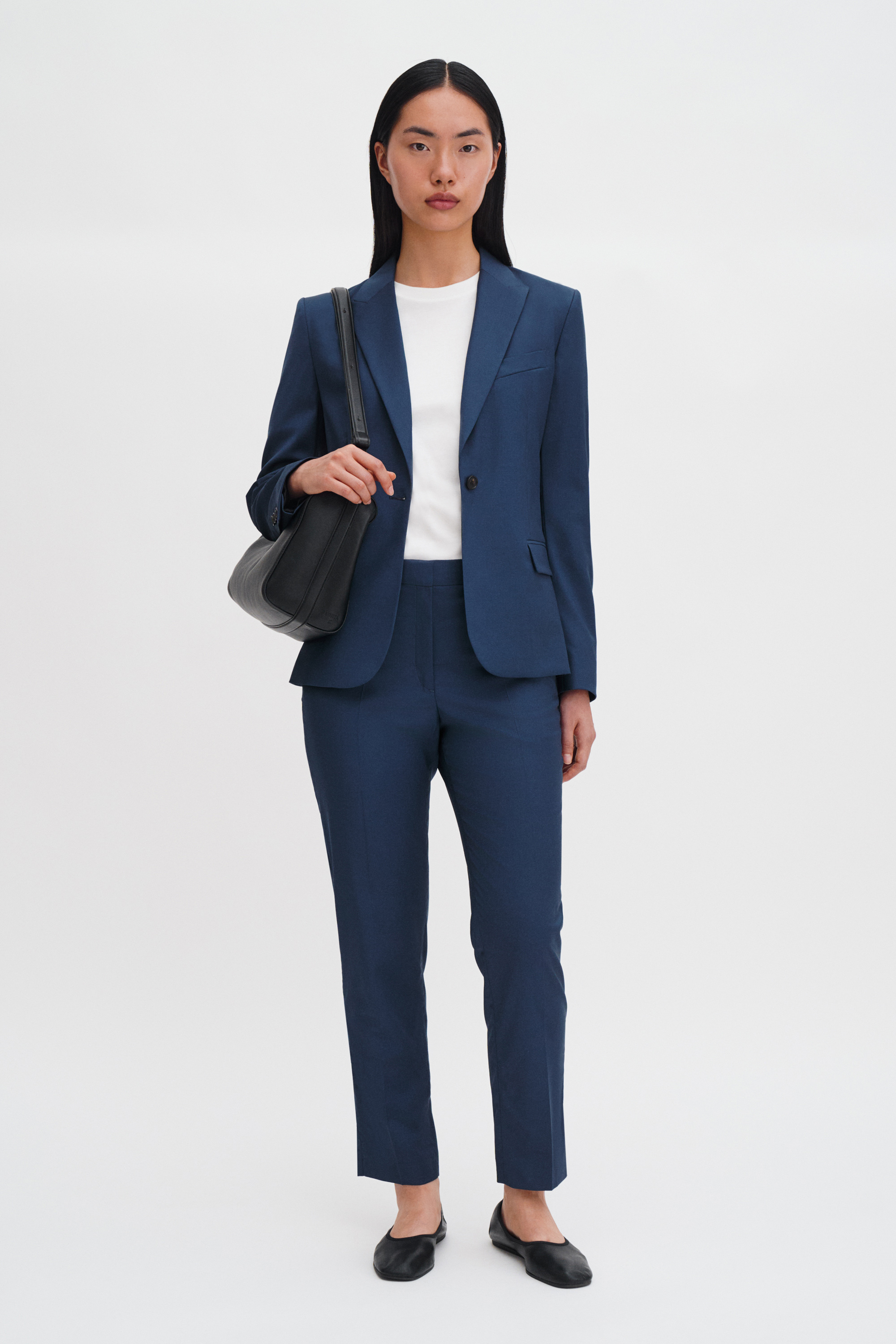 Filippa K Emma Cropped Cool Wool Trouser In Blue