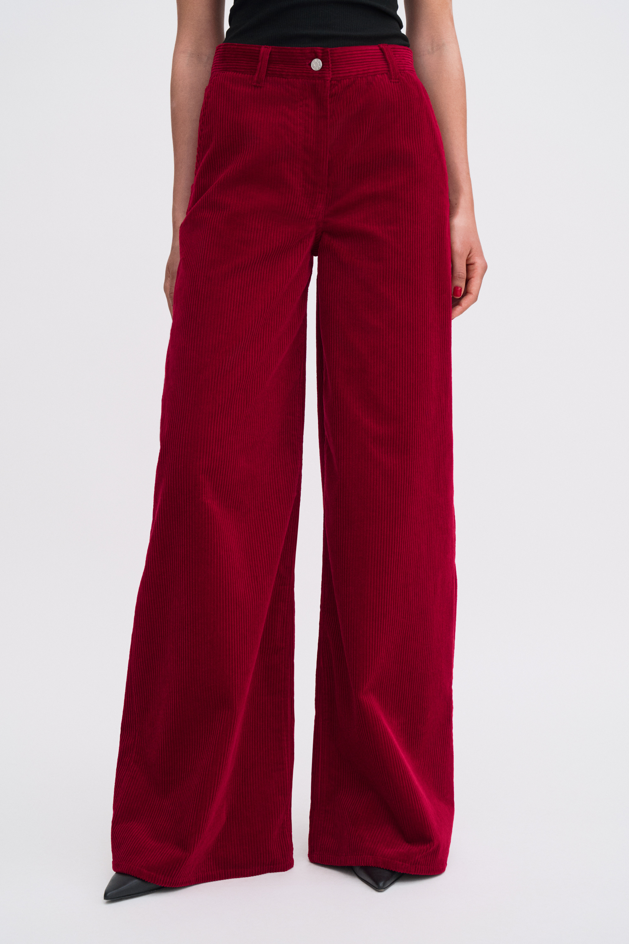 Filippa K Wide Leg Corduroy Trousers In Red