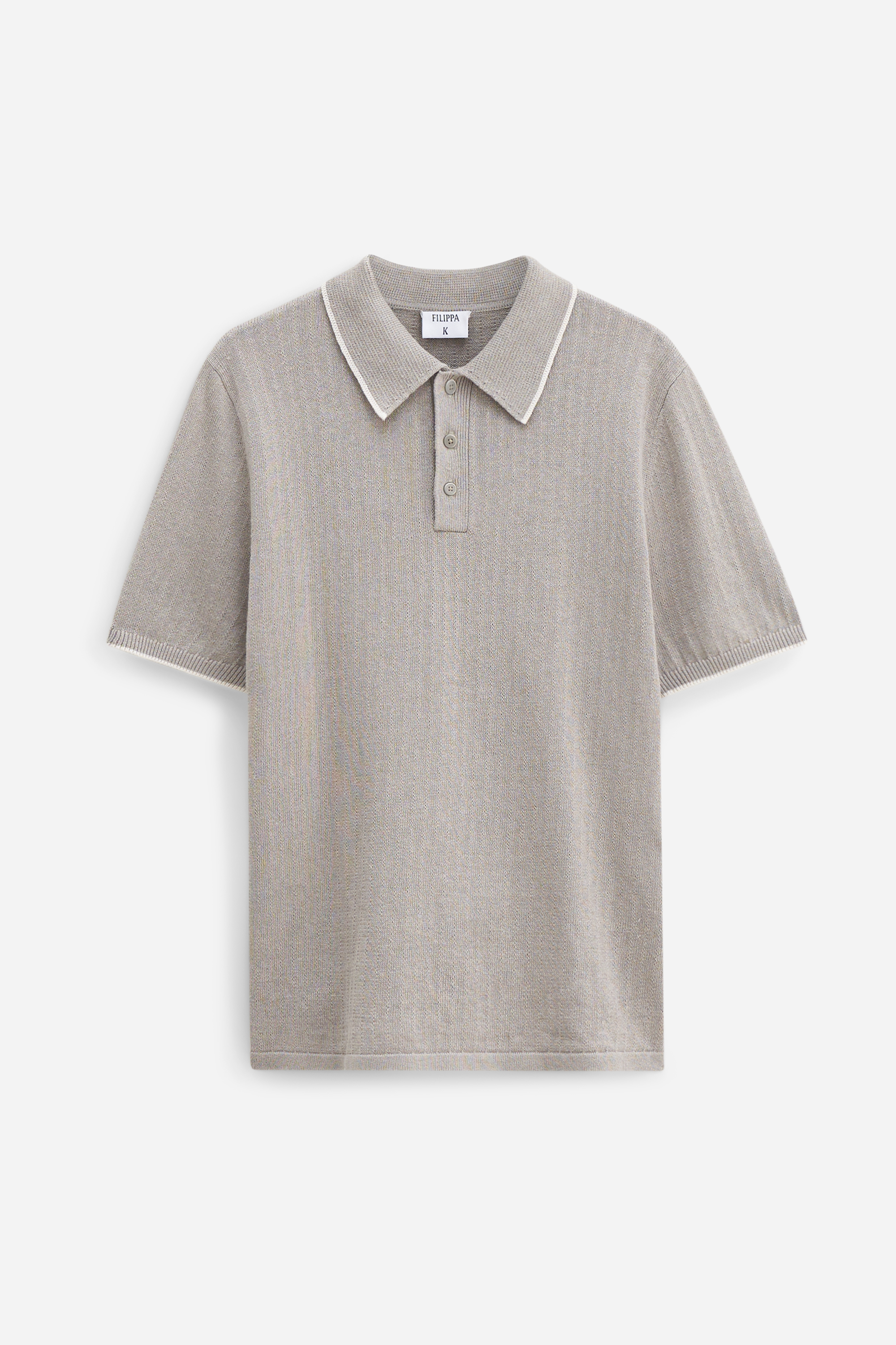Filippa K Linen Cotton Knit Polo In Grey