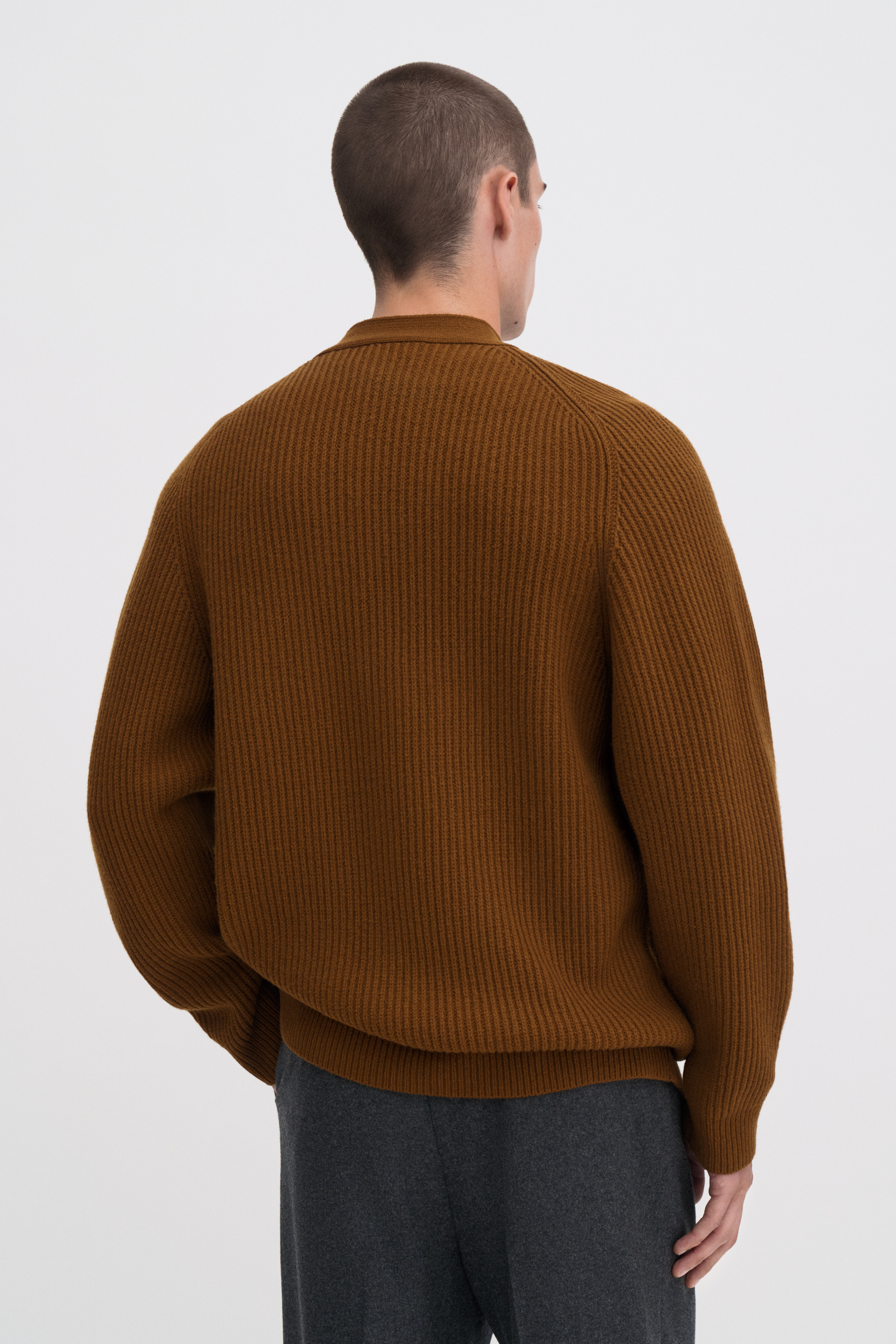 Filippa K Chunky Ribbed Wool Cardigan In Brown