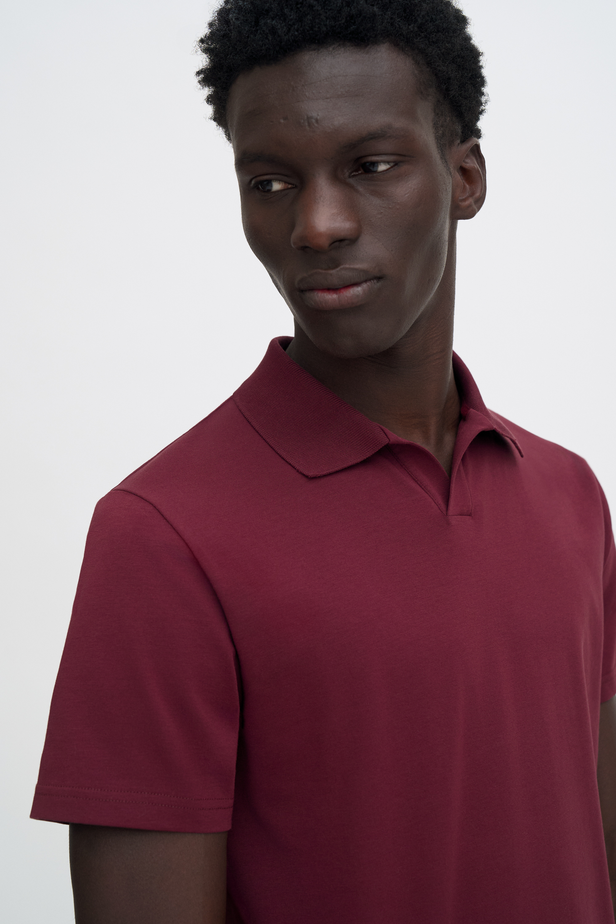 Filippa K Stretch Cotton Polo T-shirt In Burgundy