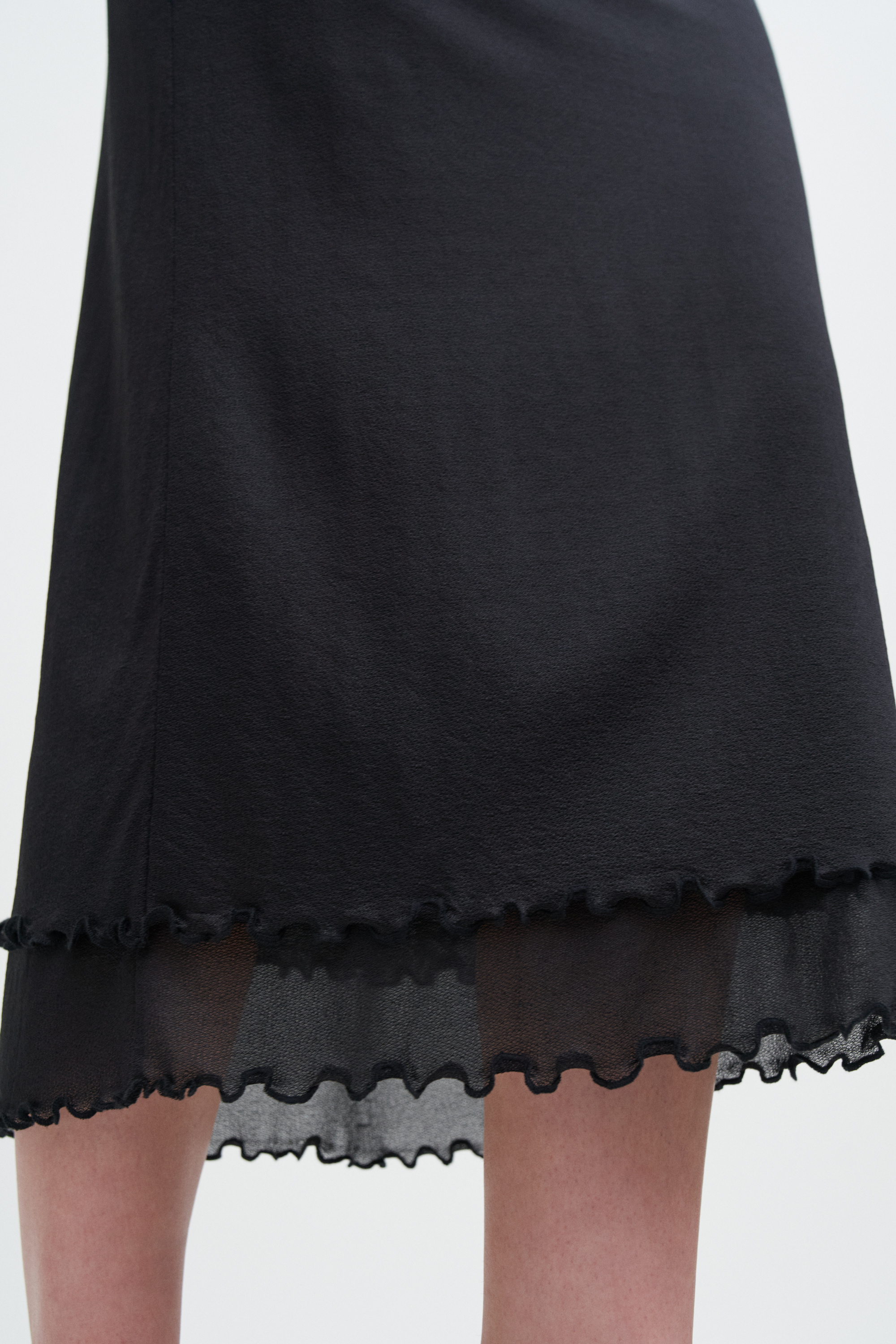 Filippa K Layered Frill Crepe Skirt In Black