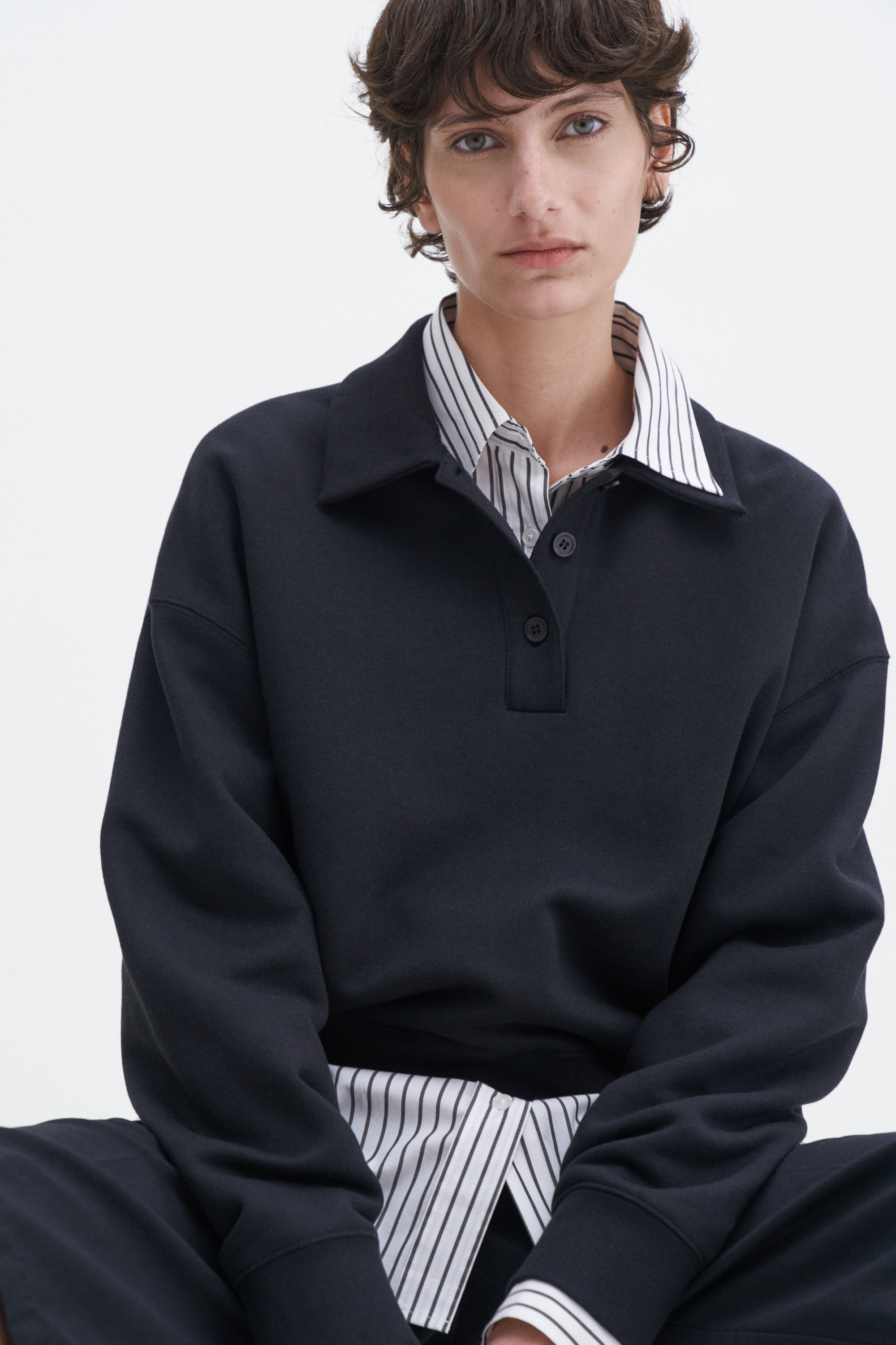 Filippa K Polo Sweatshirt In Black