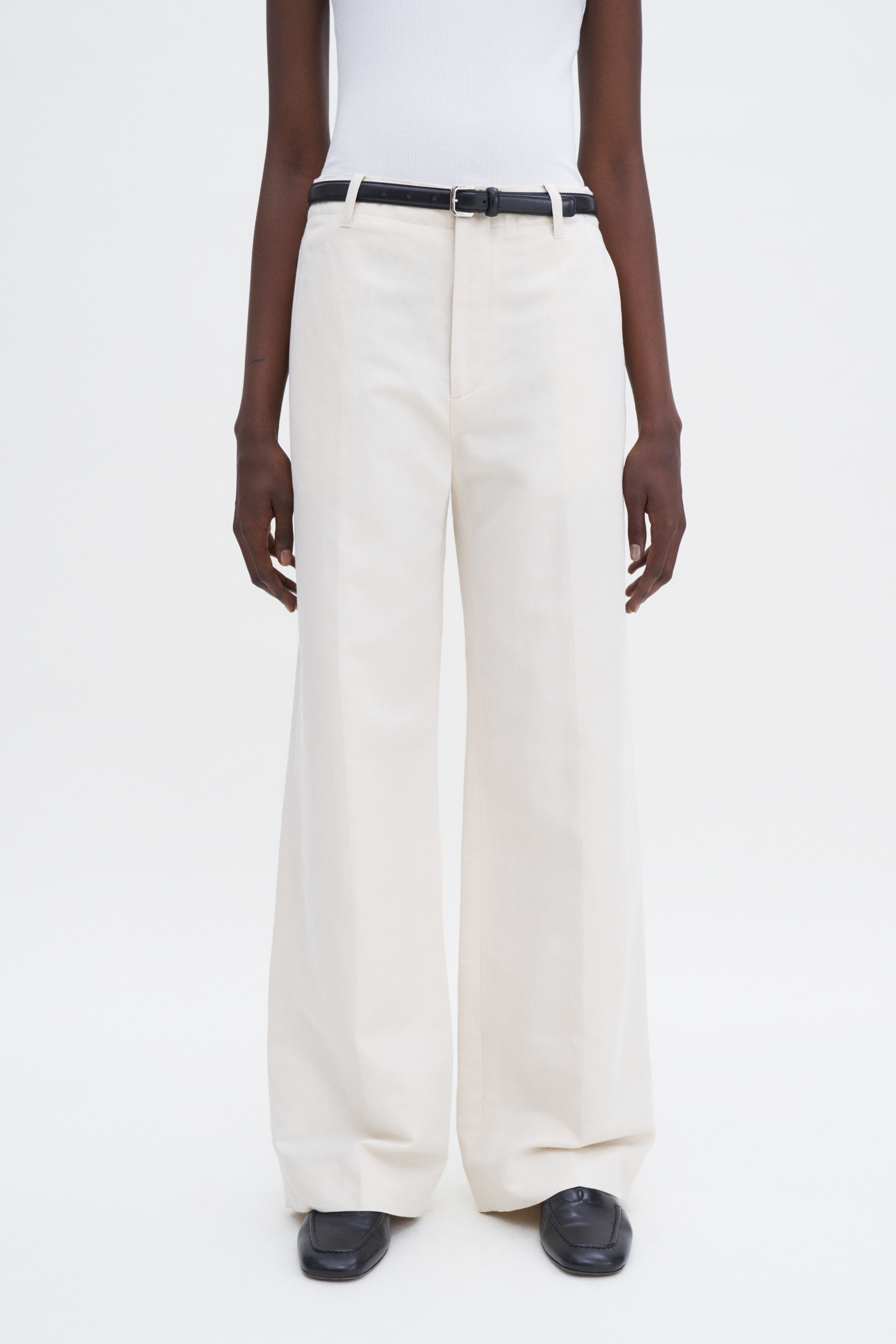 Filippa K Relaxed Straight Cotton Linen Trousers In White