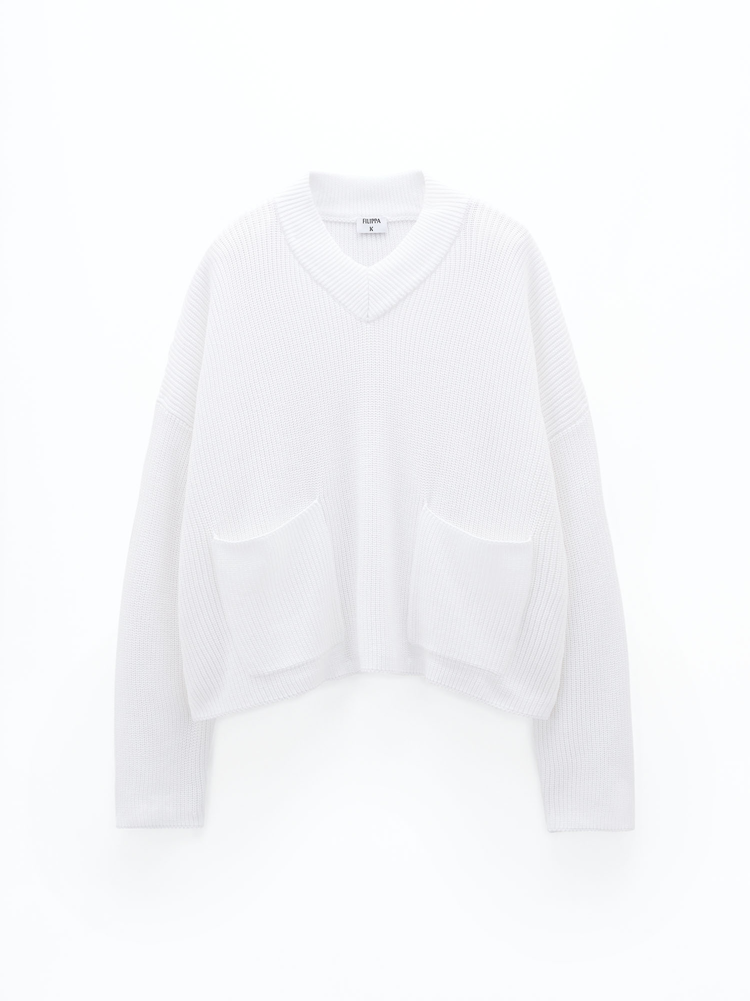 Shop Filippa K Boxy V-neck Cotton Sweater In White