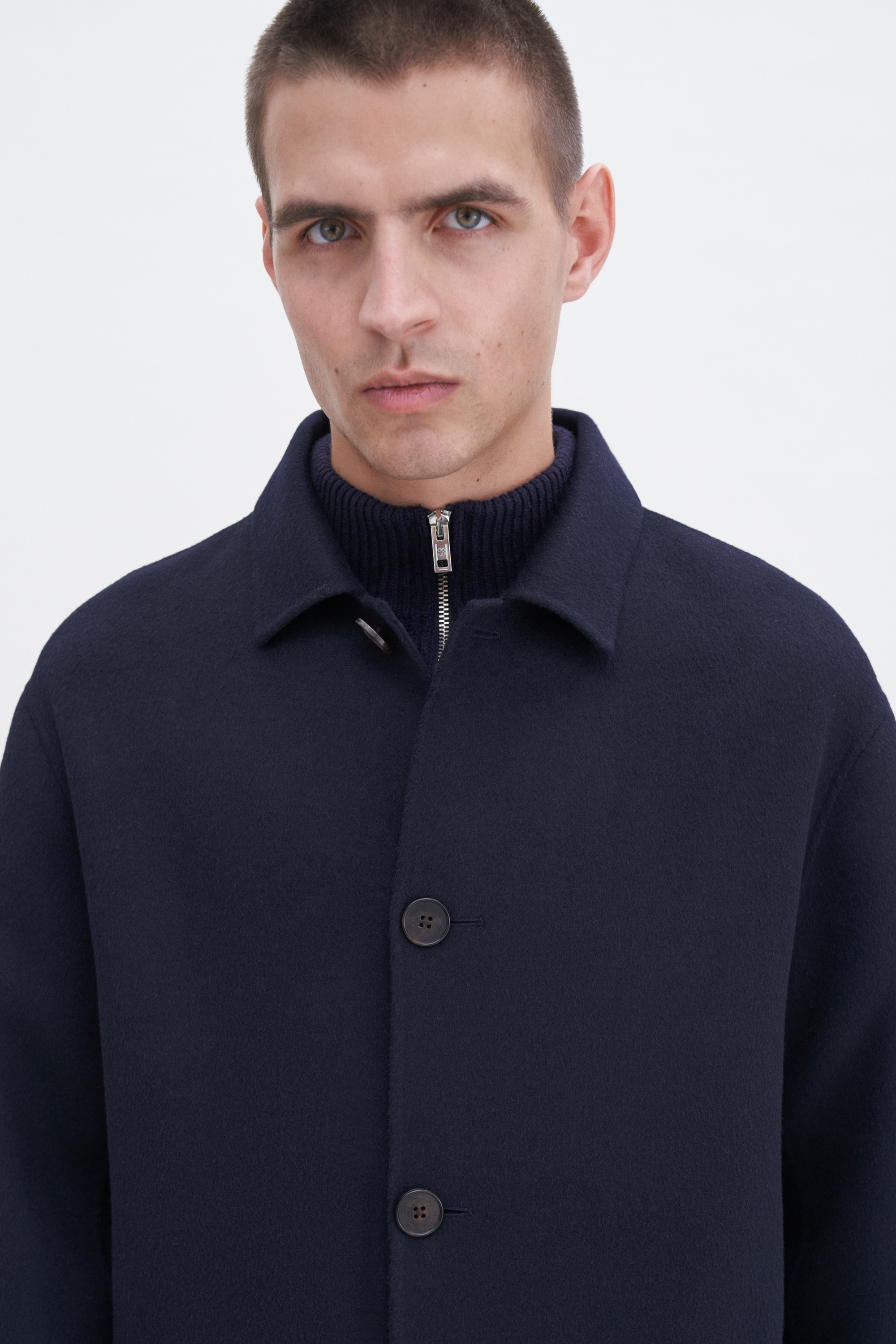 Filippa K Doublé Wool Overcoat In Blue