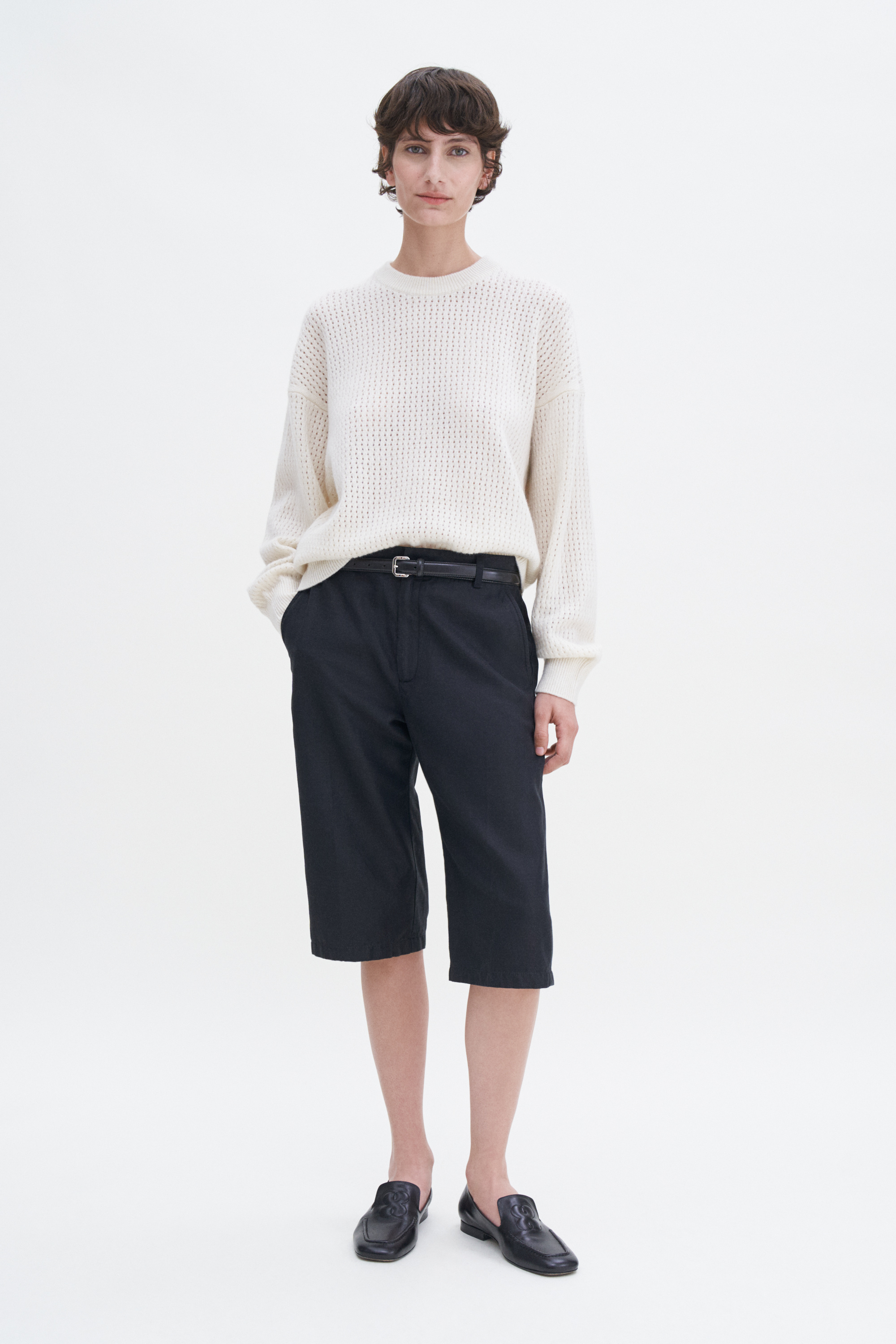 Shop Filippa K Pointelle Knit Sweater In White