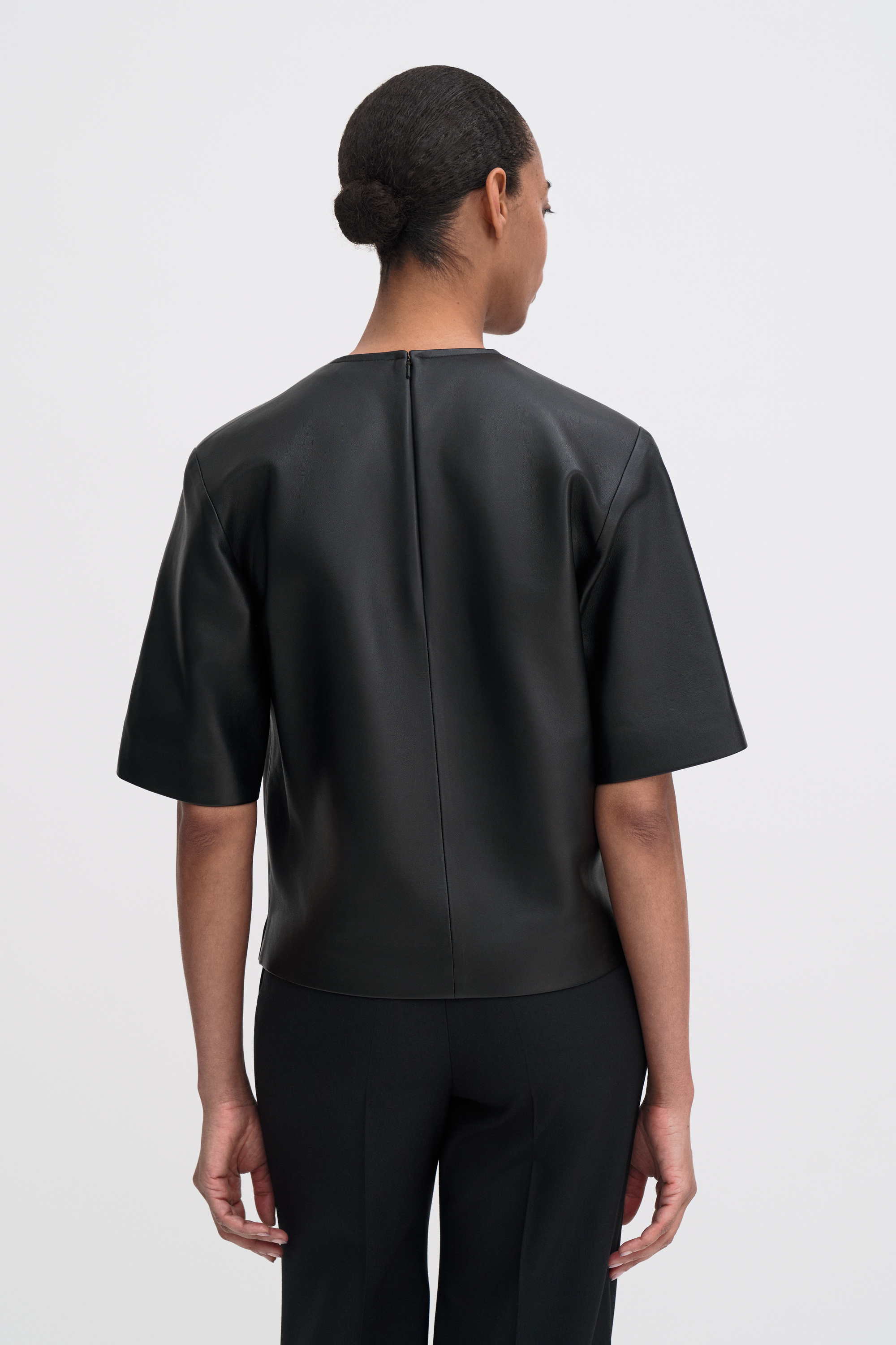 Filippa K Leather Tee In Black