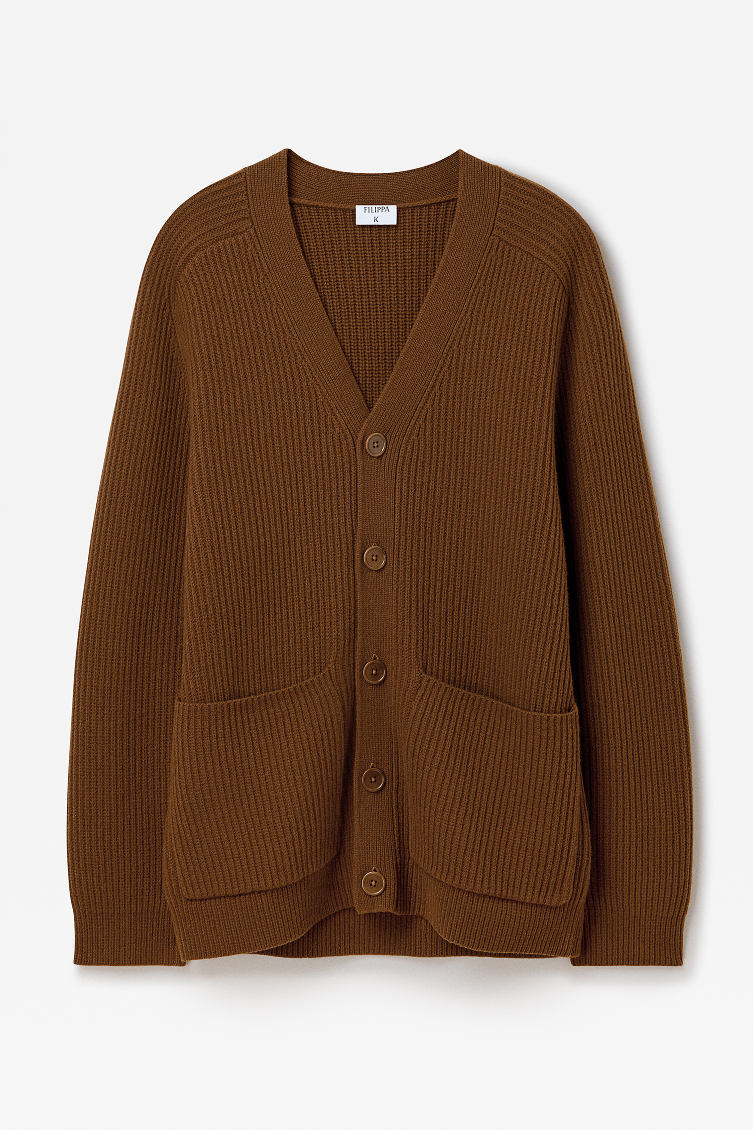 Filippa K Chunky Ribbed Wool Cardigan In Brown