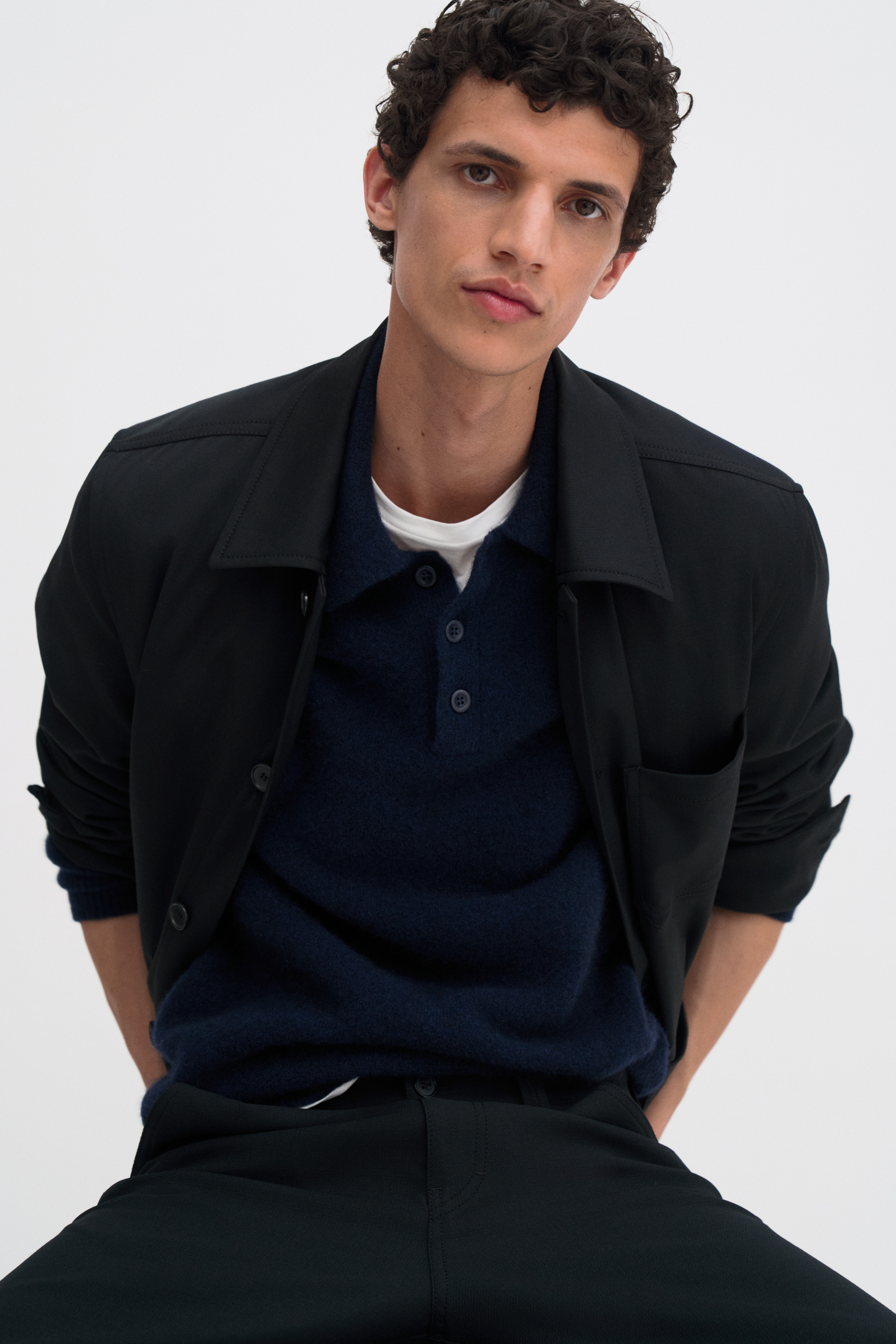 Filippa K Yak Wool Polo Sweater In Blue