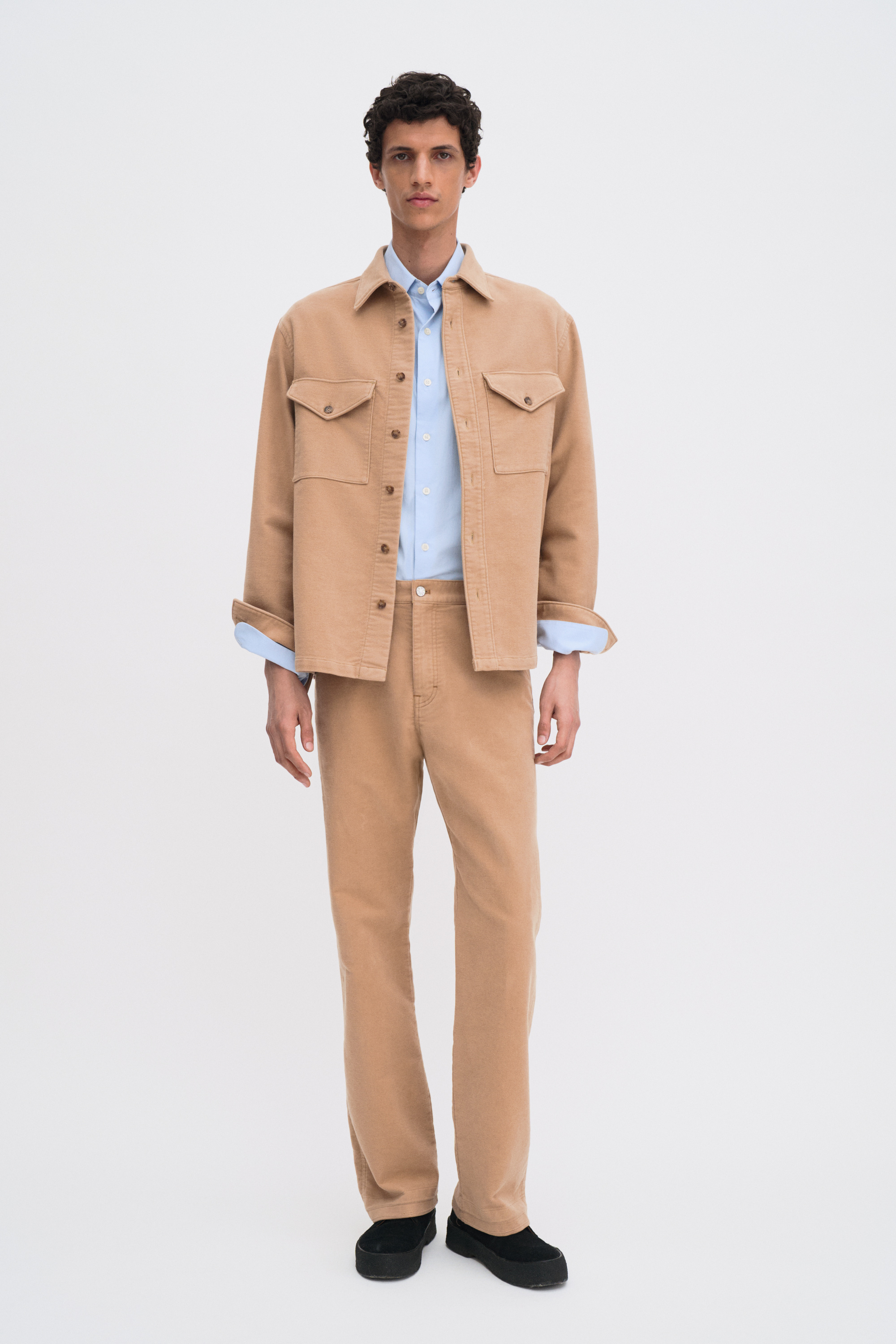 Filippa K Moleskin Patch Pocket Overshirt In Brown