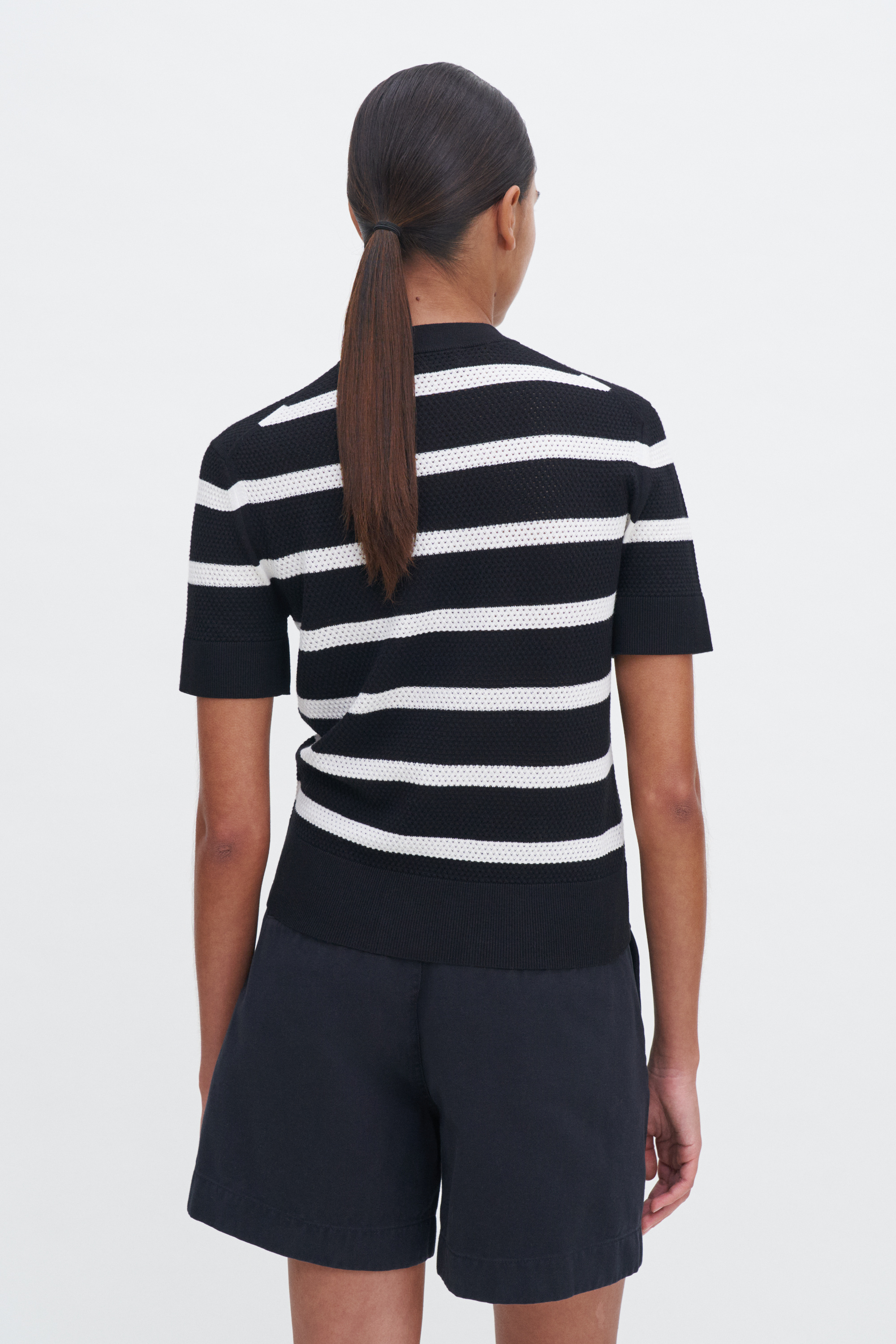 Shop Filippa K Striped Mesh Tee In Black