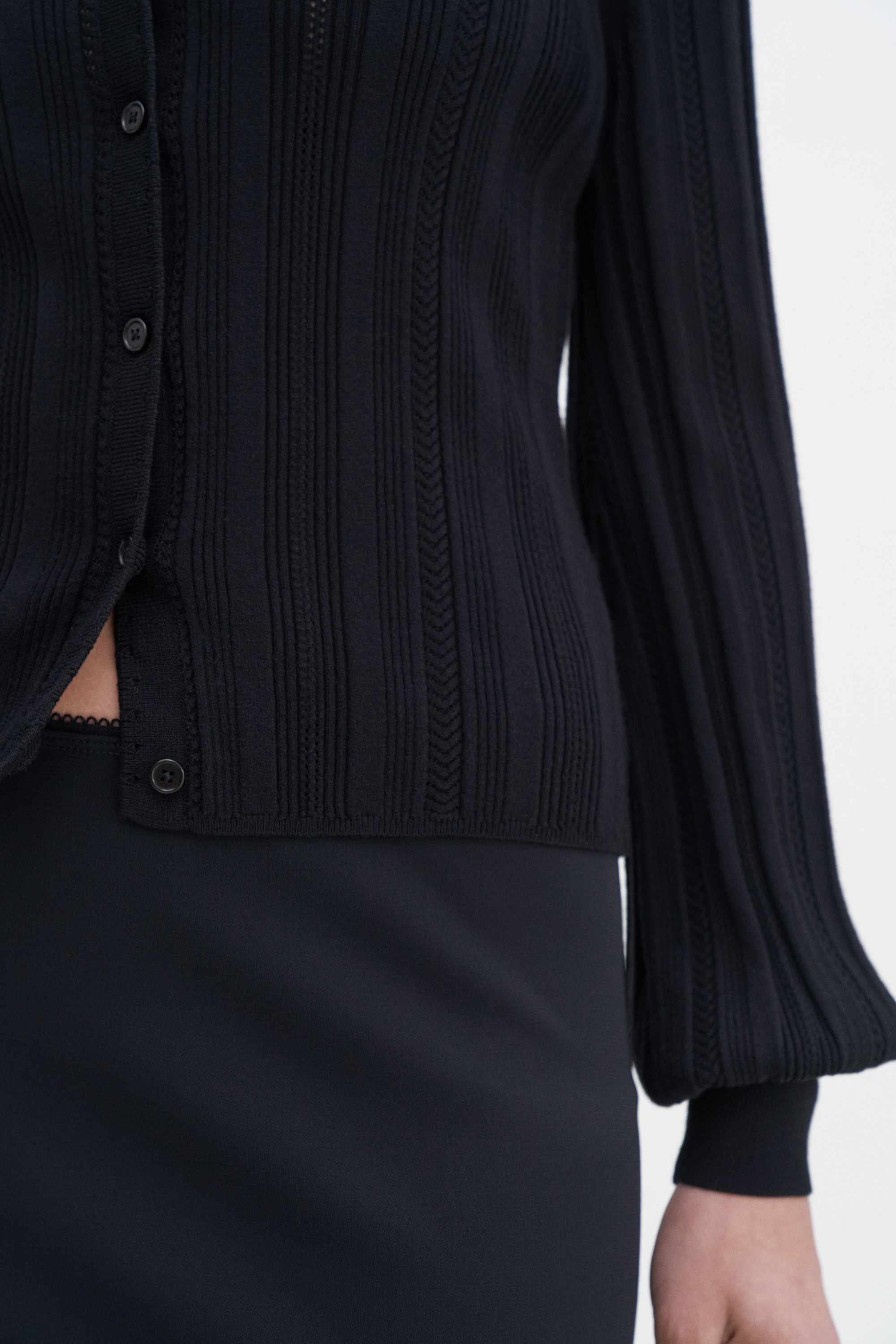 Filippa K Braid Knit Cardigan In Black