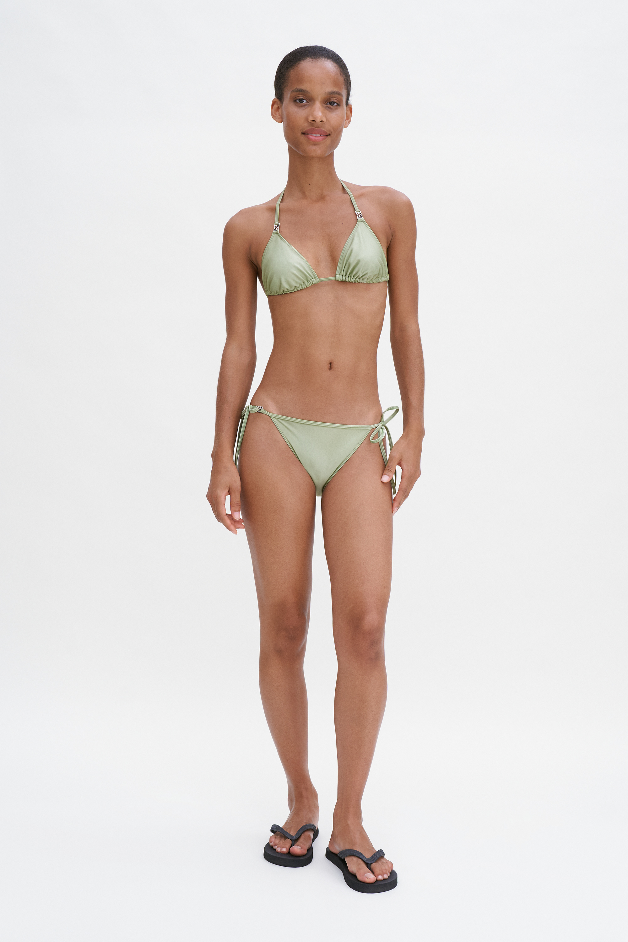Shop Filippa K Tie Detail Bikini Bottom In Green