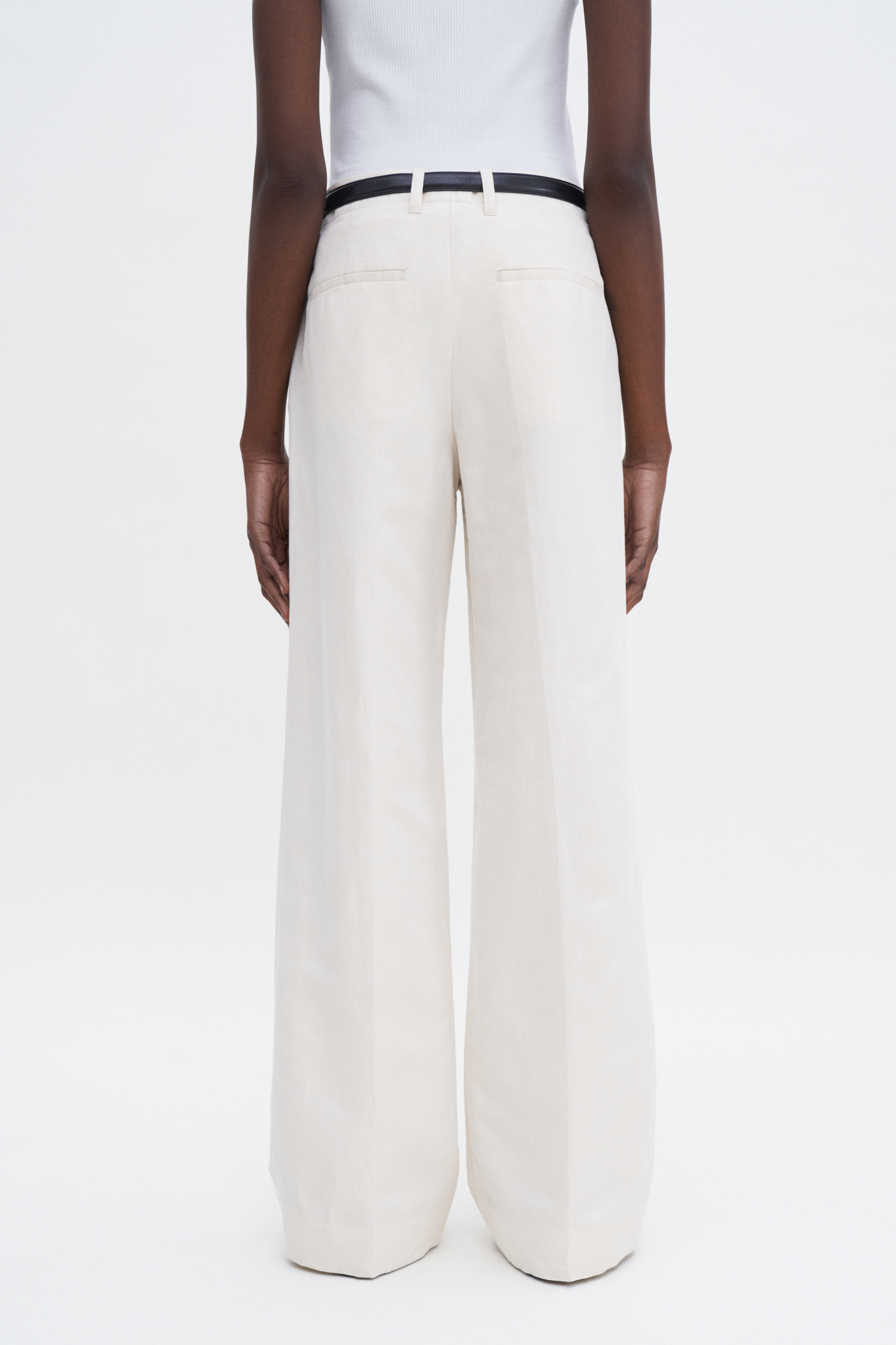 Filippa K Relaxed Straight Cotton Linen Trousers In White