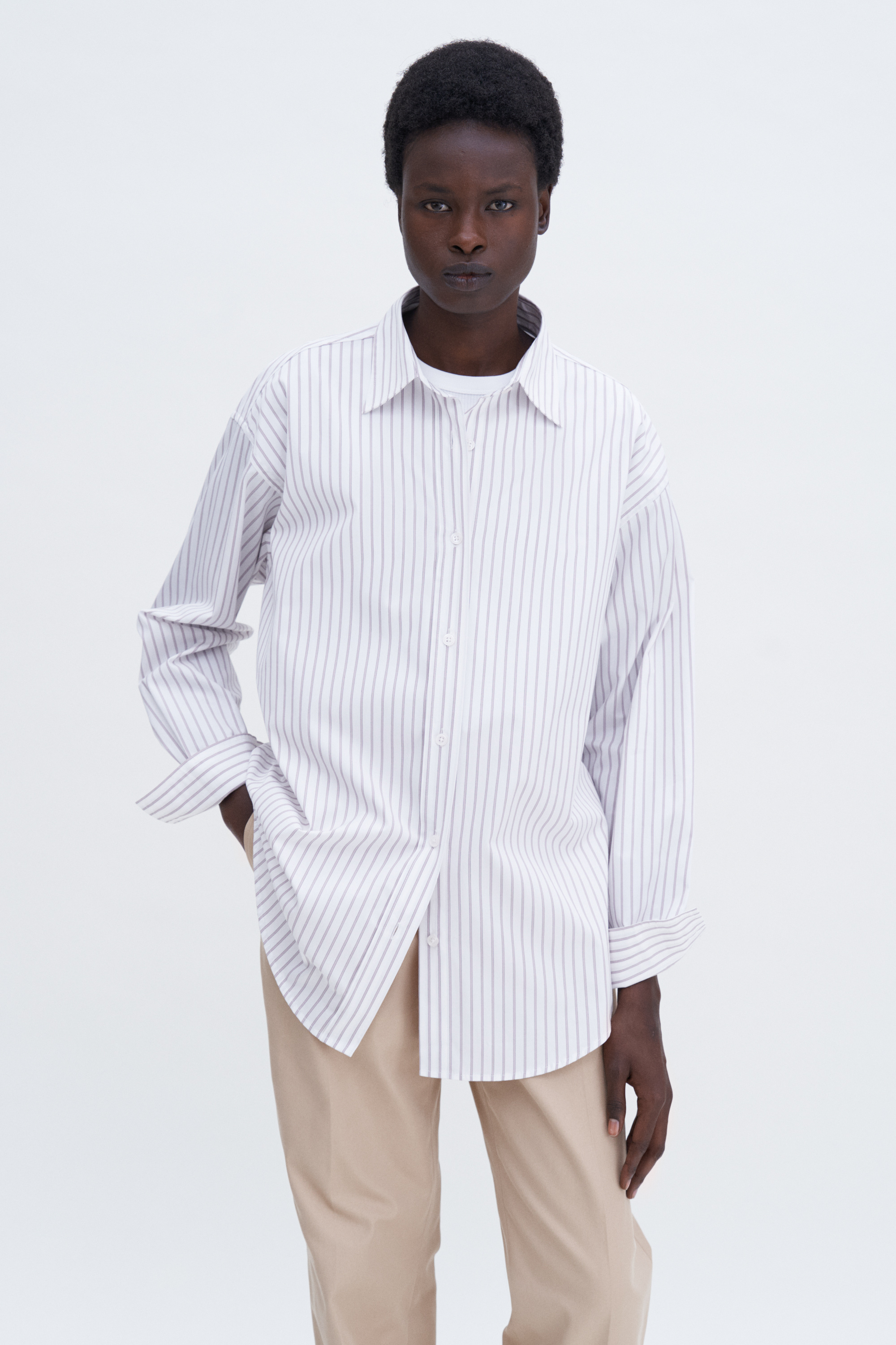 Filippa K Classic Stripe Shirt In Purple