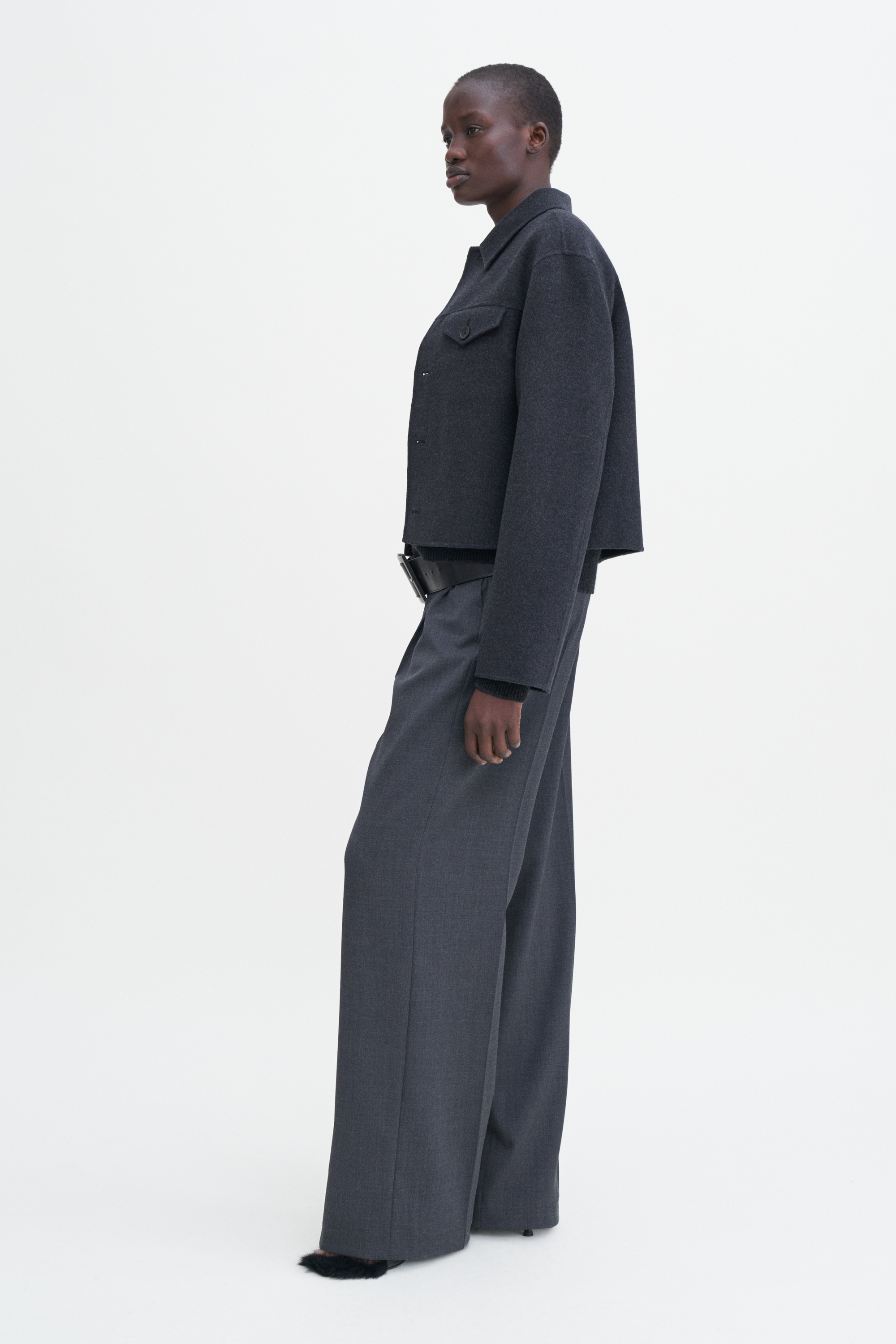 Filippa K Short Wool Cashmere Jacket In Grey