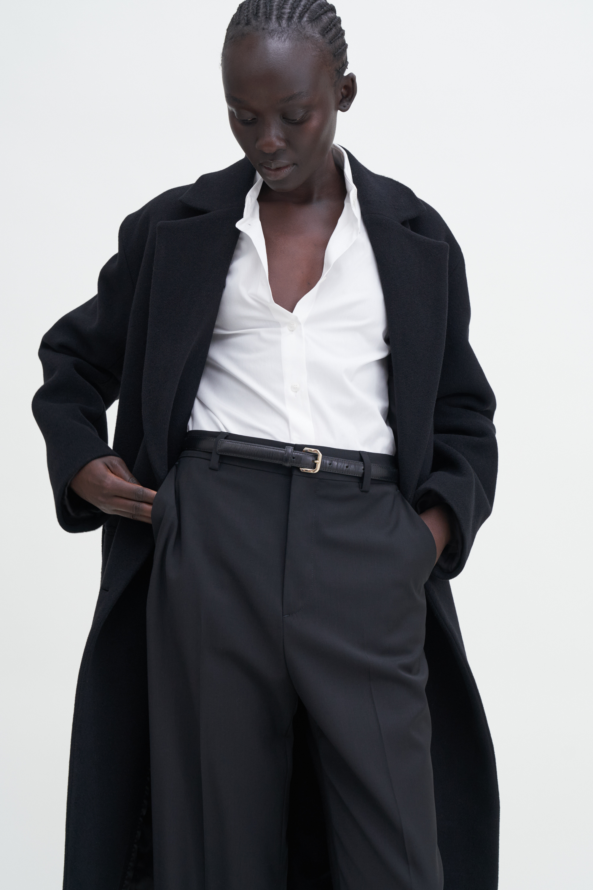 Filippa K Soft Wool Belted Coat In Black