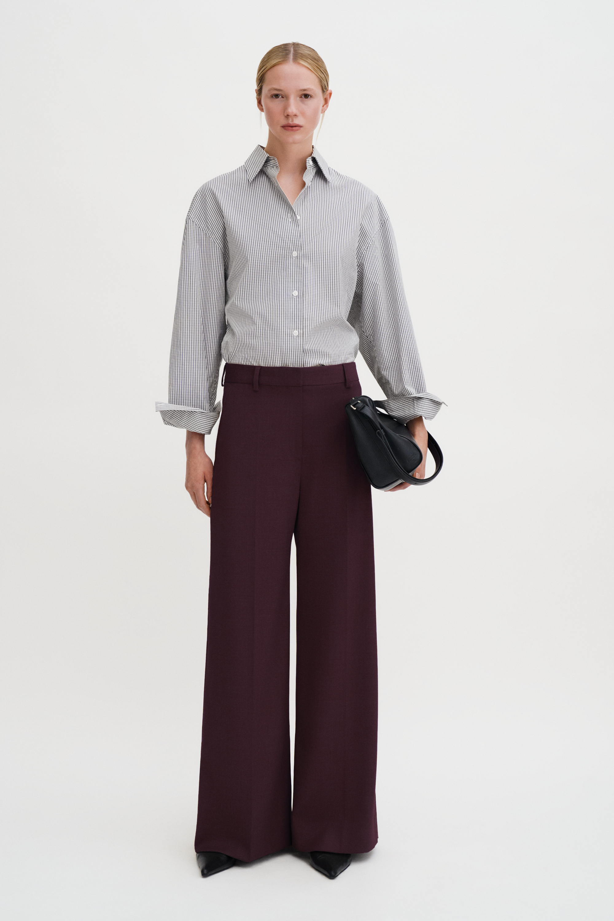 Filippa K Harlow Wool Trousers In Burgundy