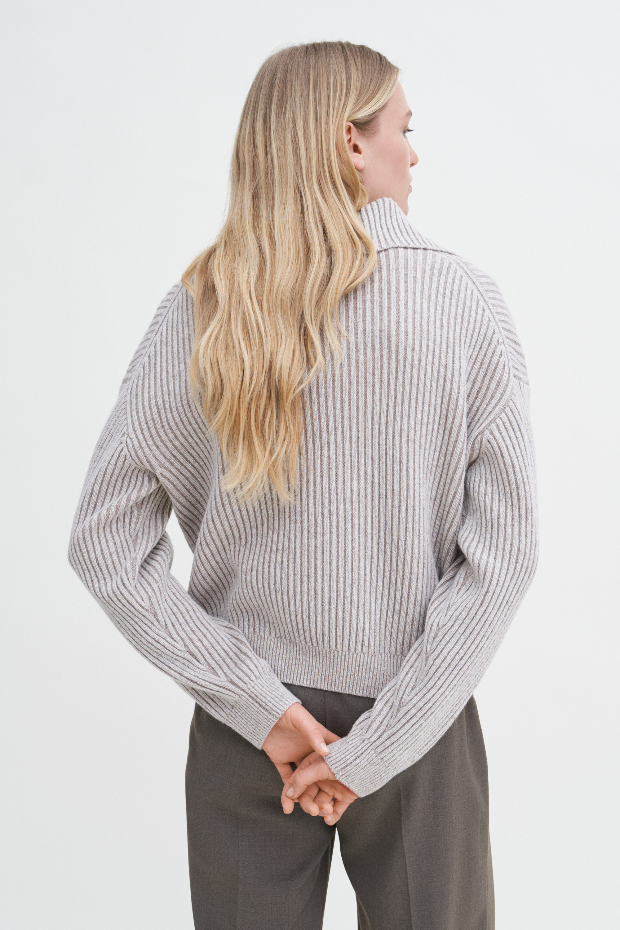Filippa K Ribbed Collar Sweater In White