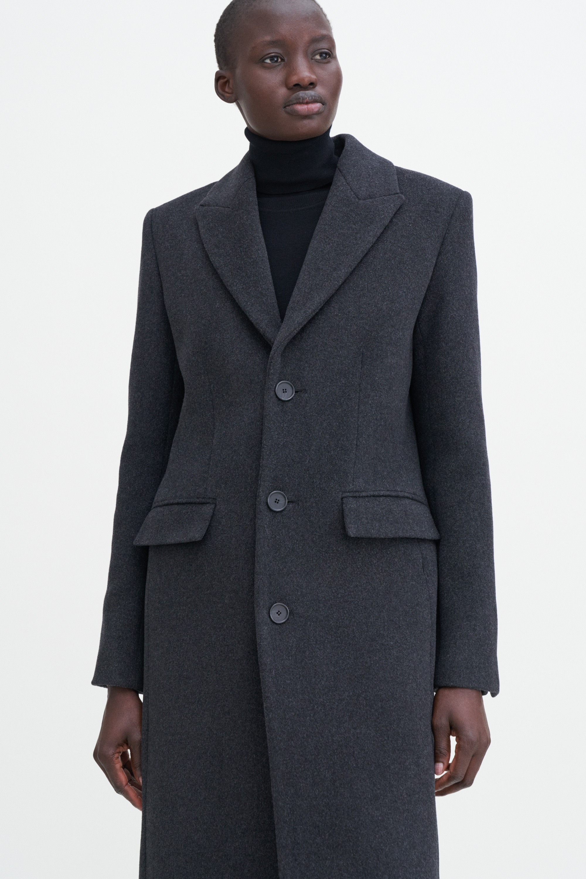 Filippa K 93 Slim Wool Coat In Grey