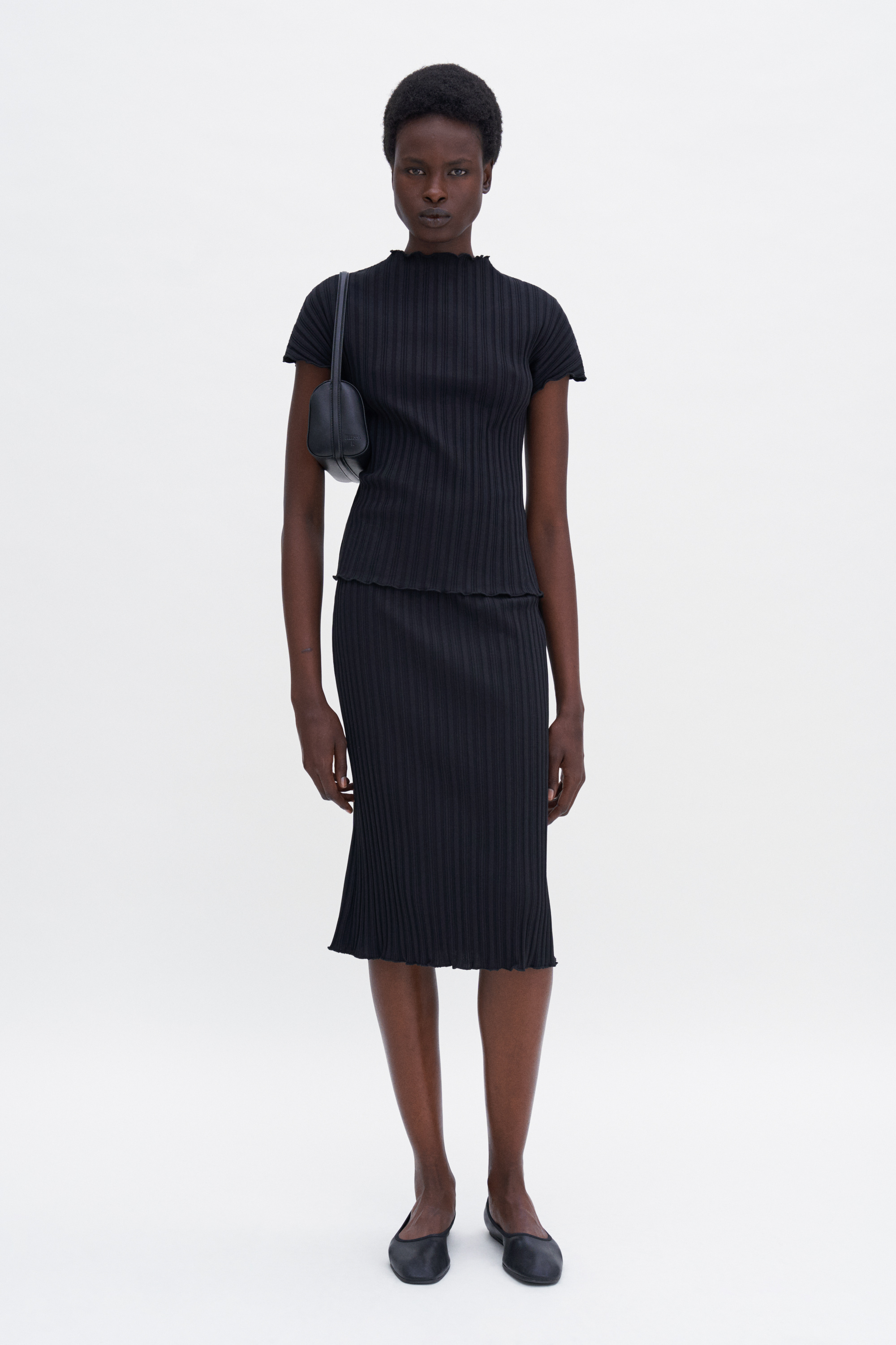 Filippa K Cotton Rib Slip Skirt In Black