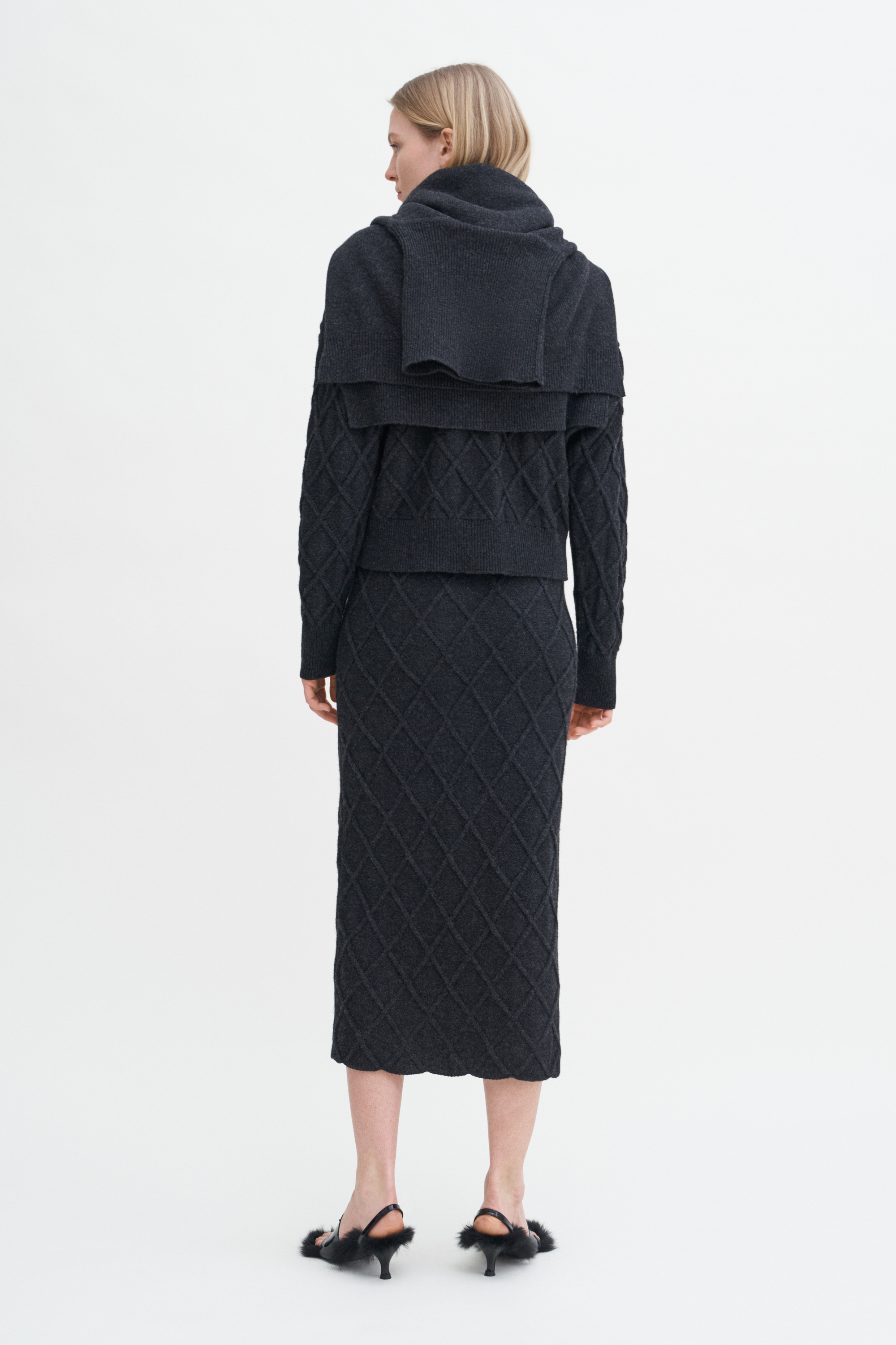 Filippa K Diamond Cable Skirt In Grey