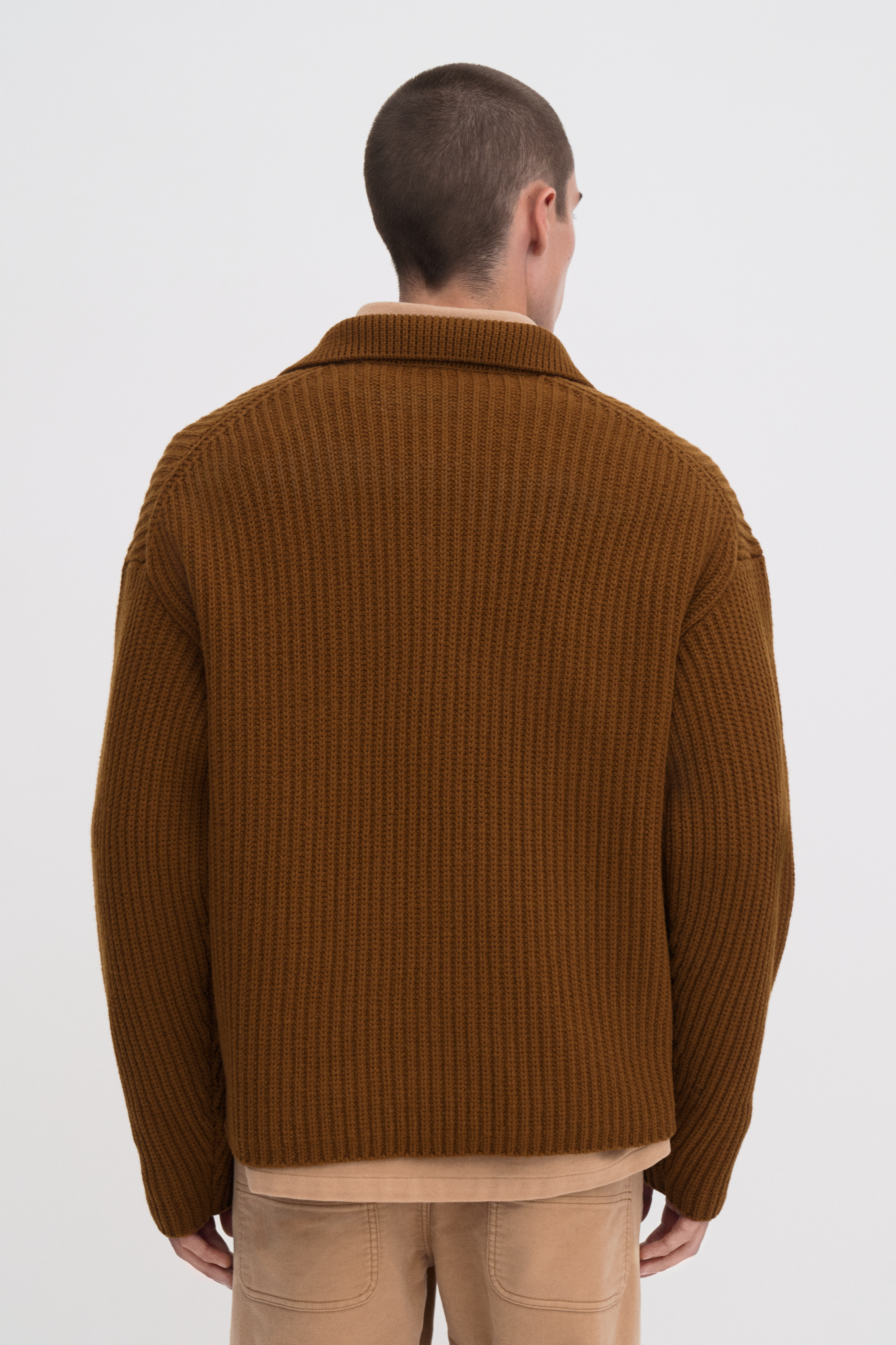 Filippa K Chunky Ribbed Wool Polo In Brown