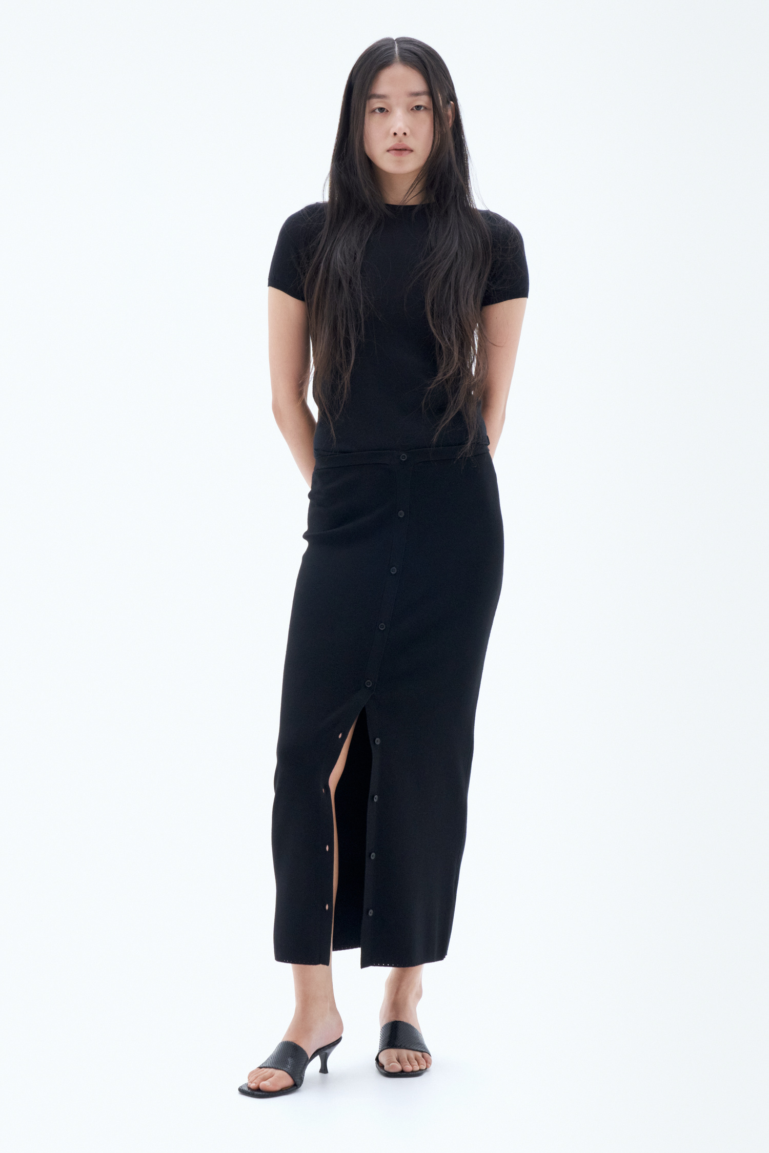 Shop Filippa K Knitted Maxi Skirt In Black