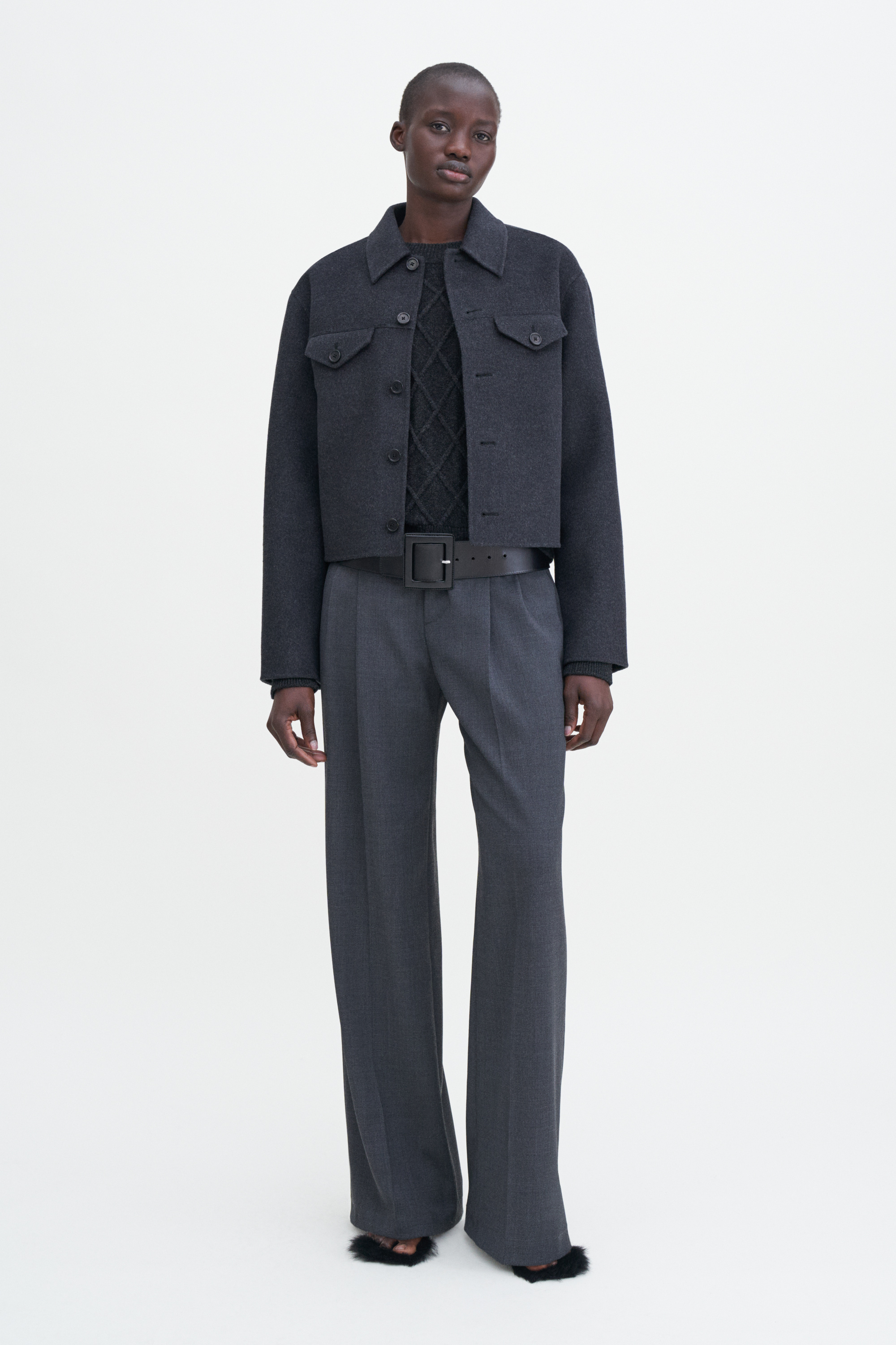 Filippa K Short Wool Cashmere Jacket In Grey