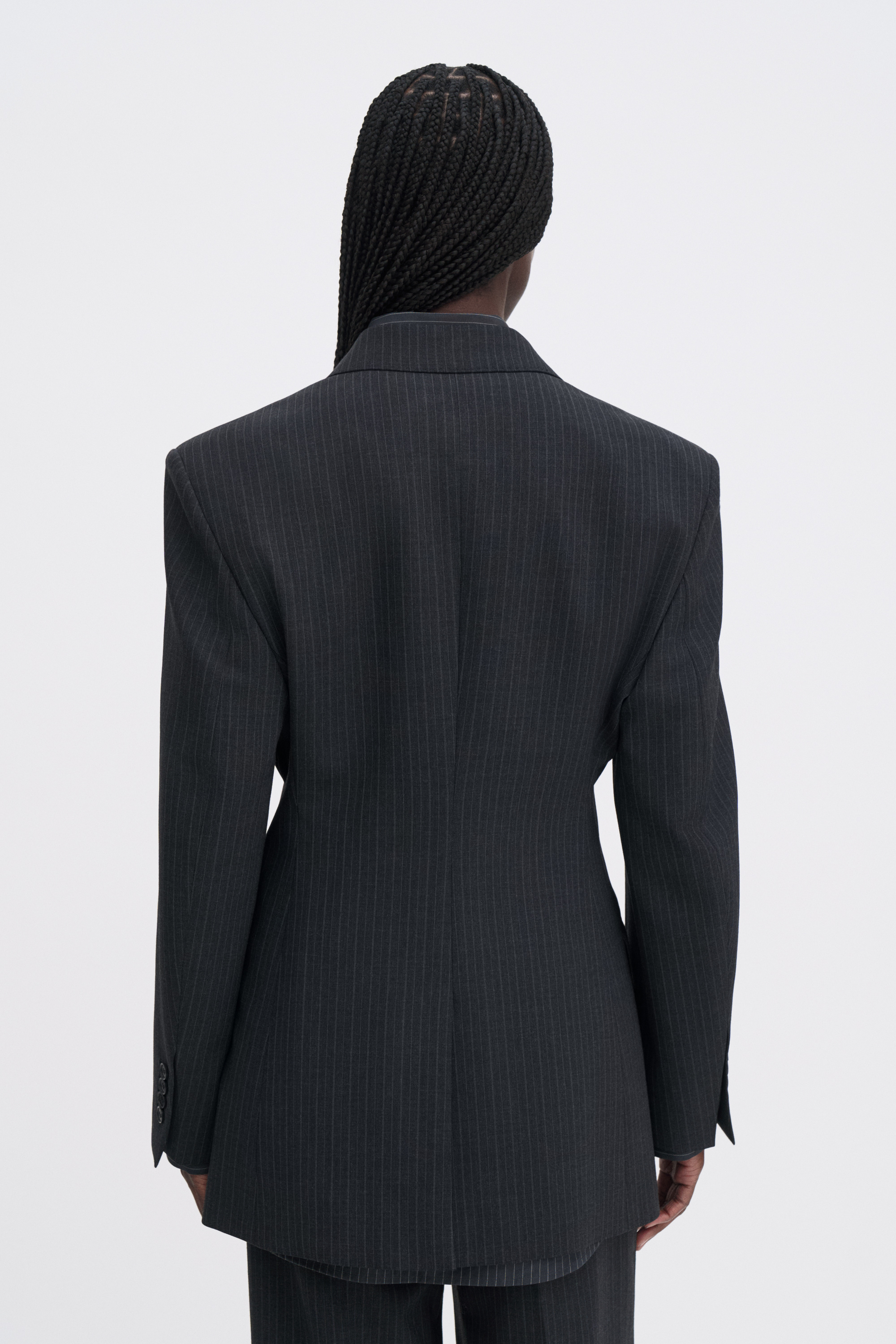 Filippa K Hourglass Pinstripe Blazer In Gray