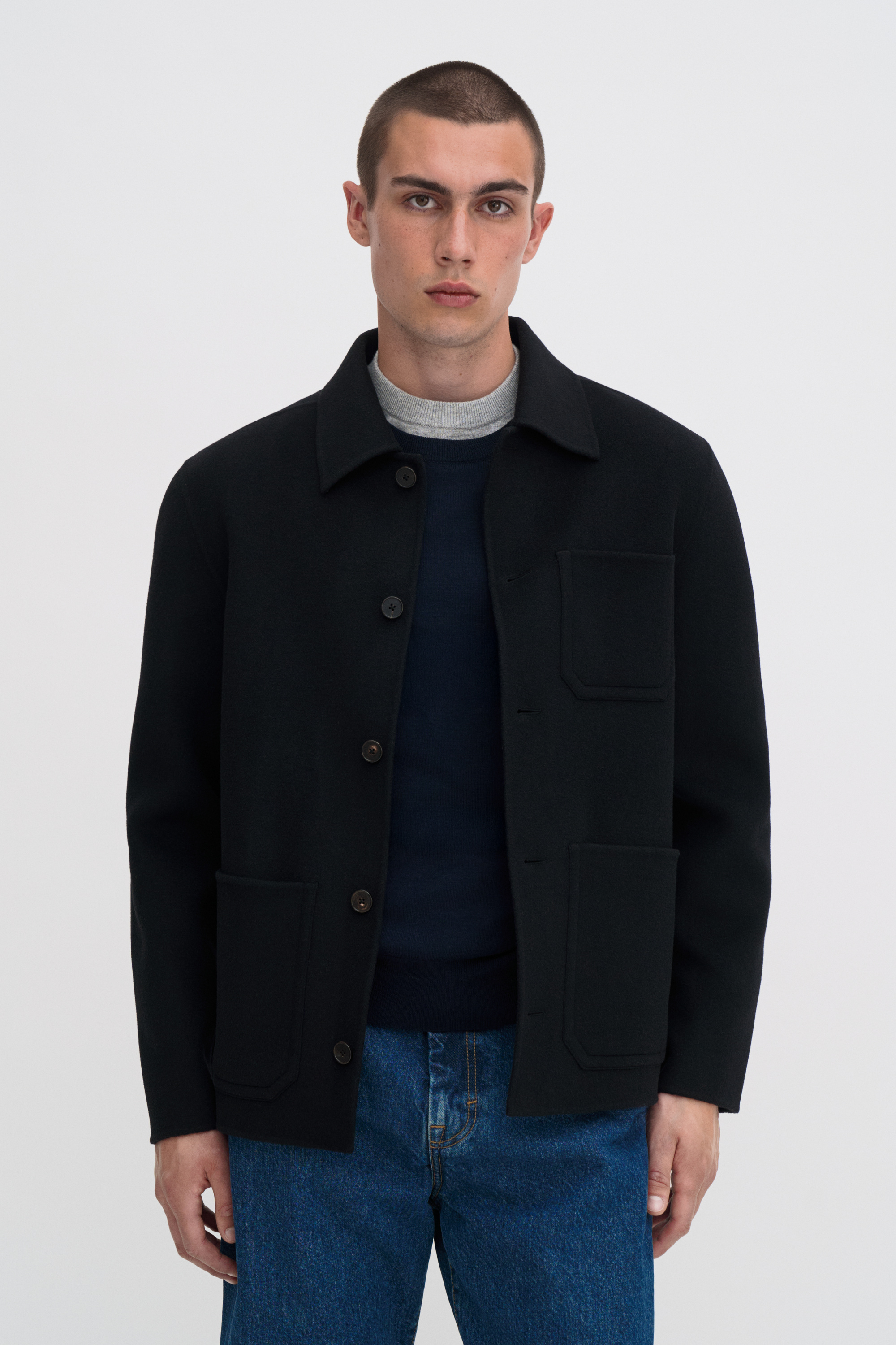 Filippa K Doublé Wool Work Jacket In Black