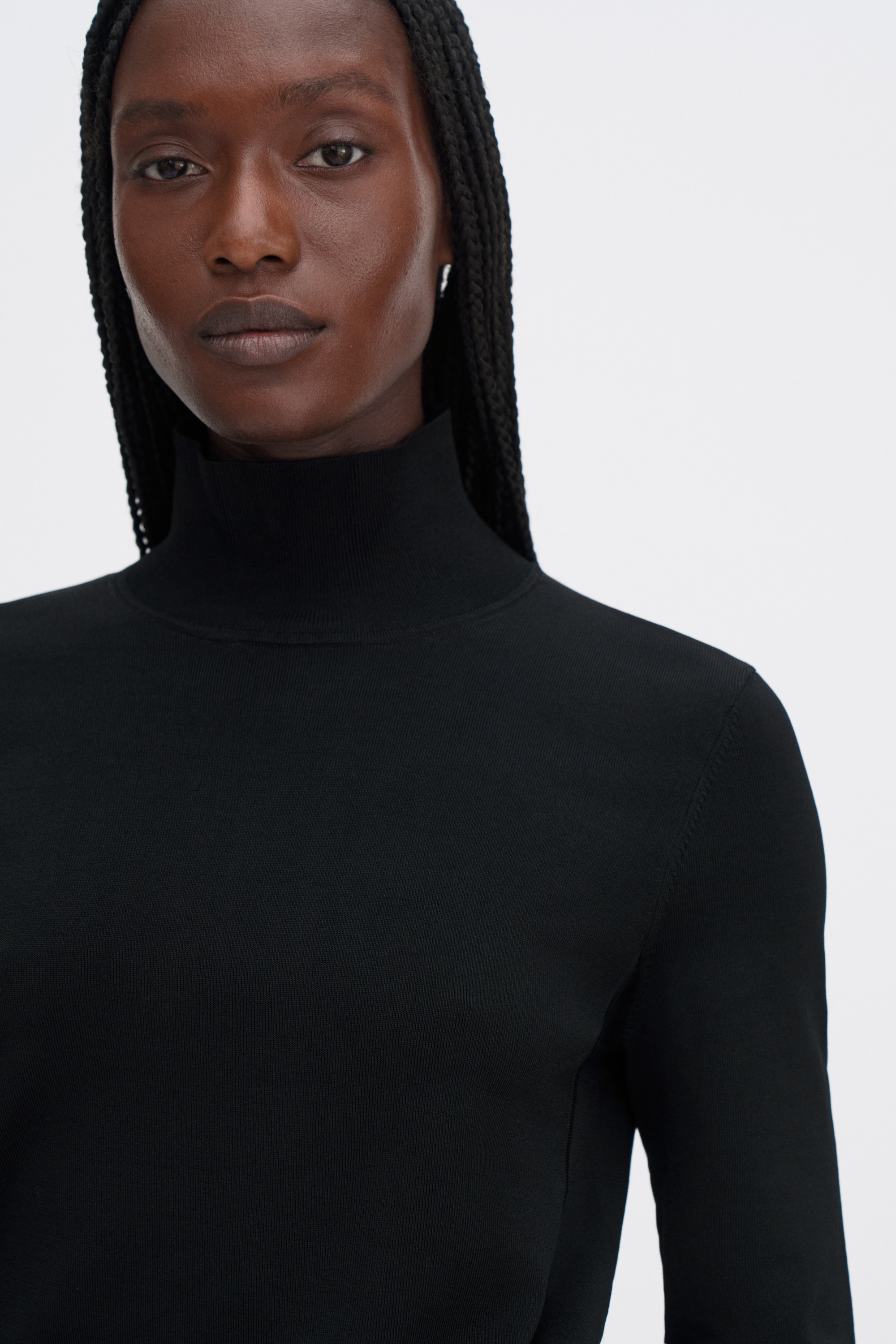 Filippa K Glossy Knit Turtleneck Sweater In Black