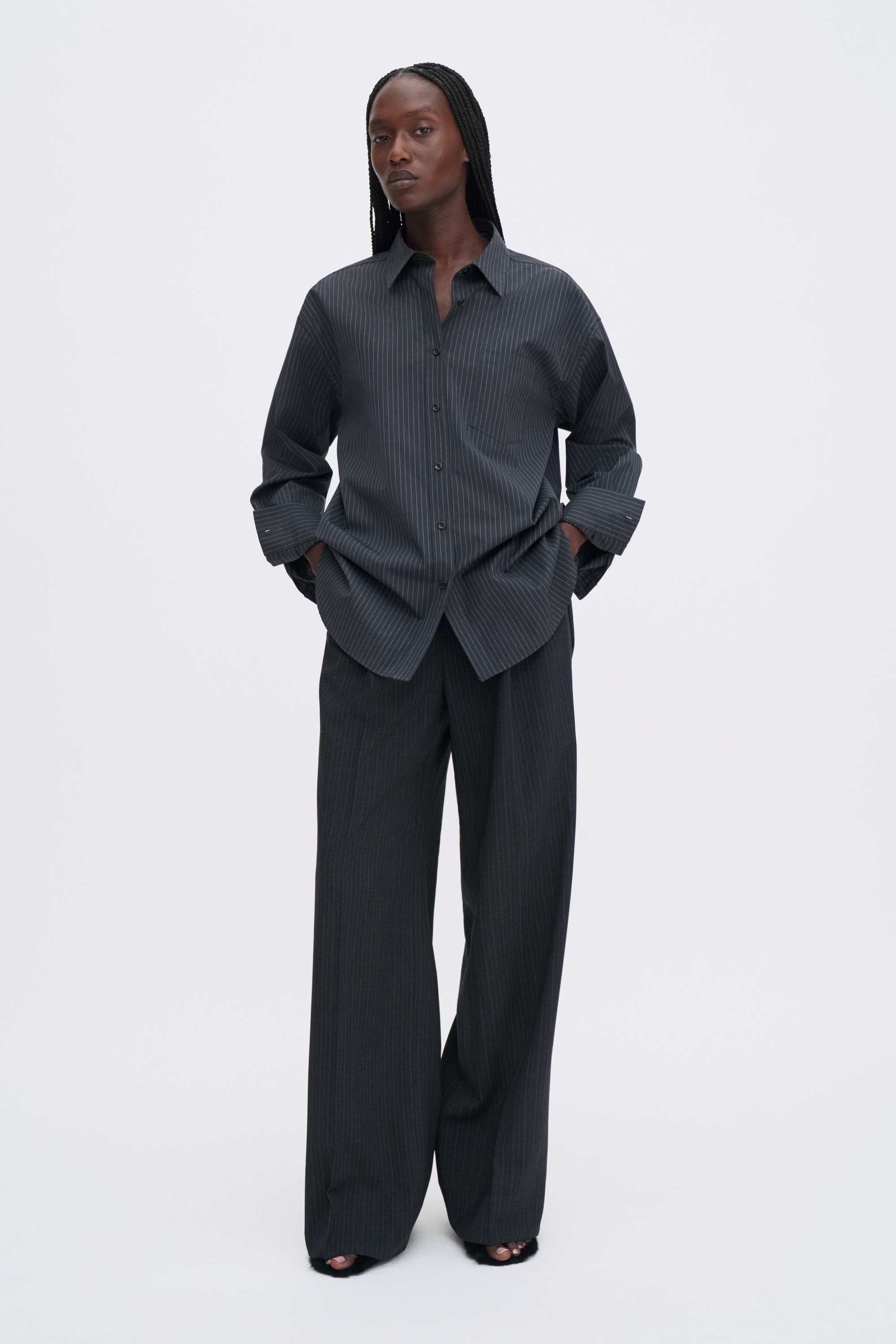 Filippa K Sammy Pinstripe Shirt In Gray