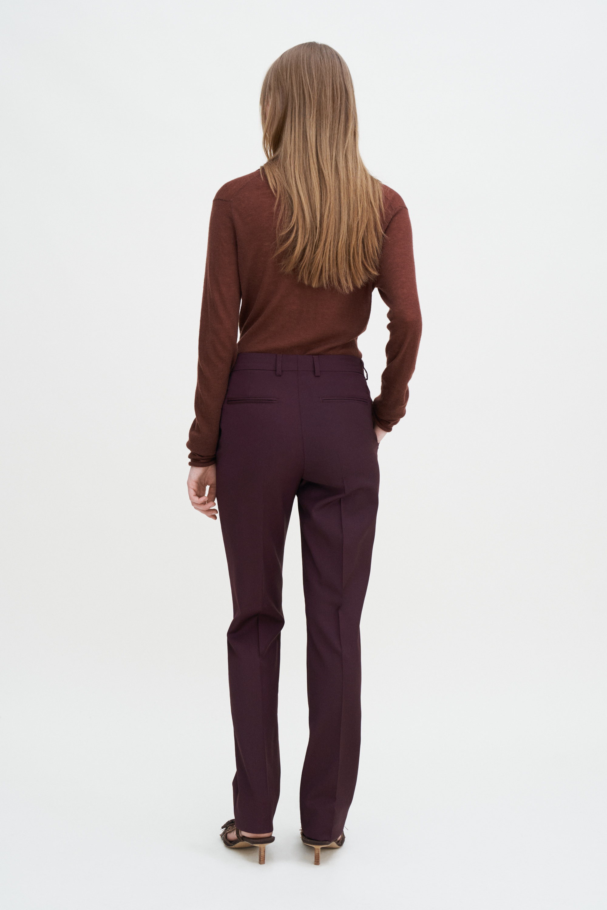 Shop Filippa K Emma Wool Trousers In Purple