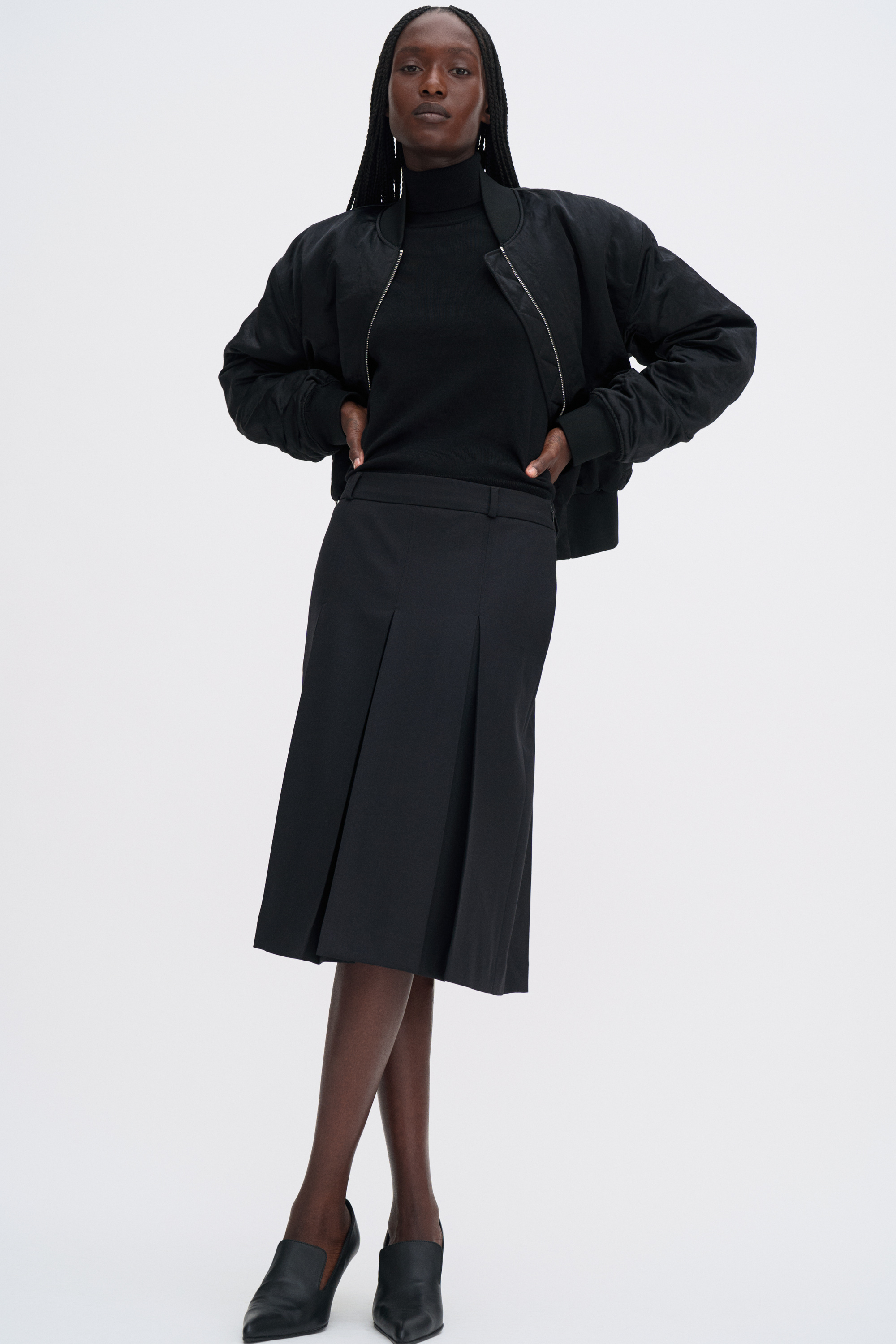 Filippa K Pleated Wool Skirt In Black