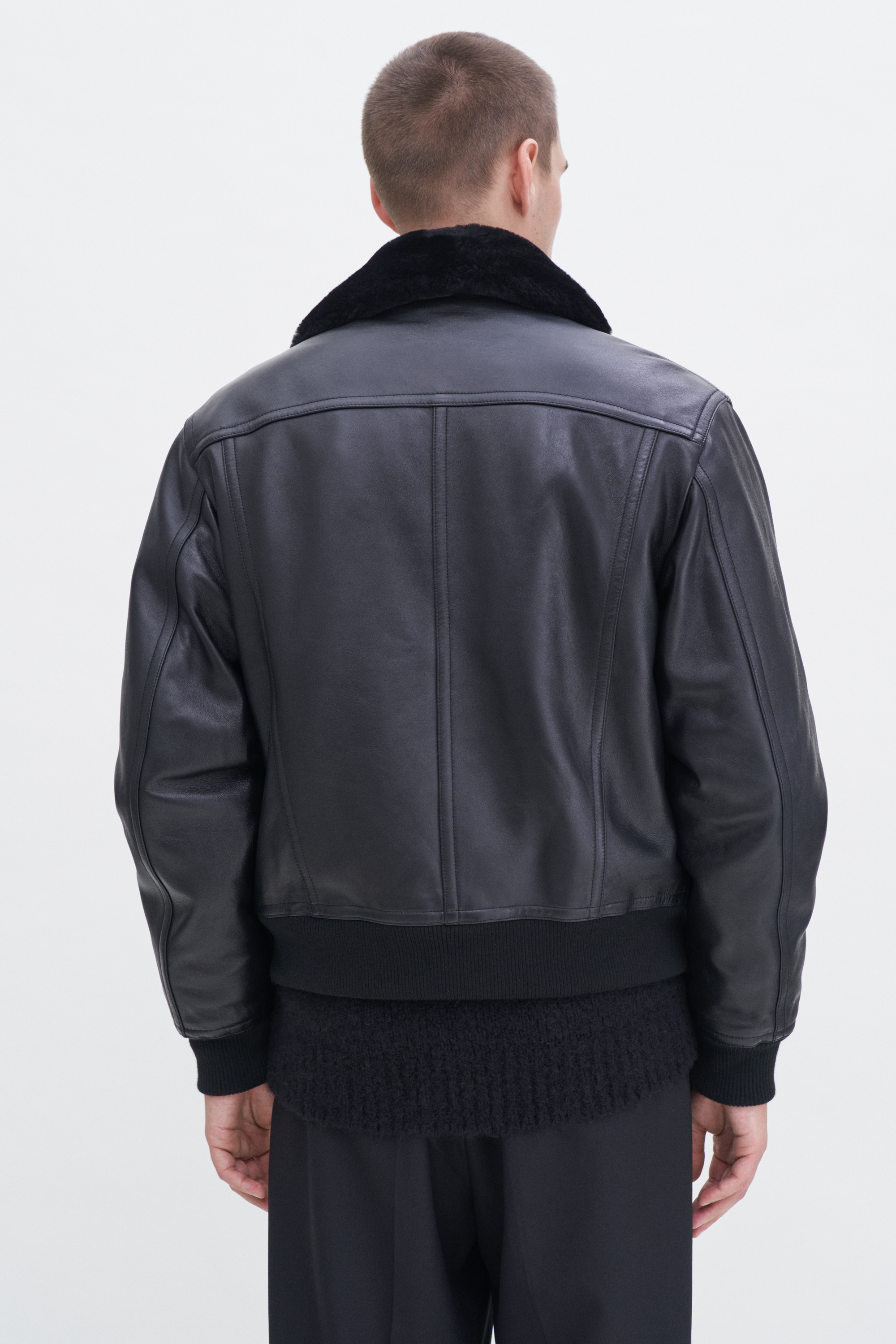 Filippa K Leather Aviator Jacket In Black