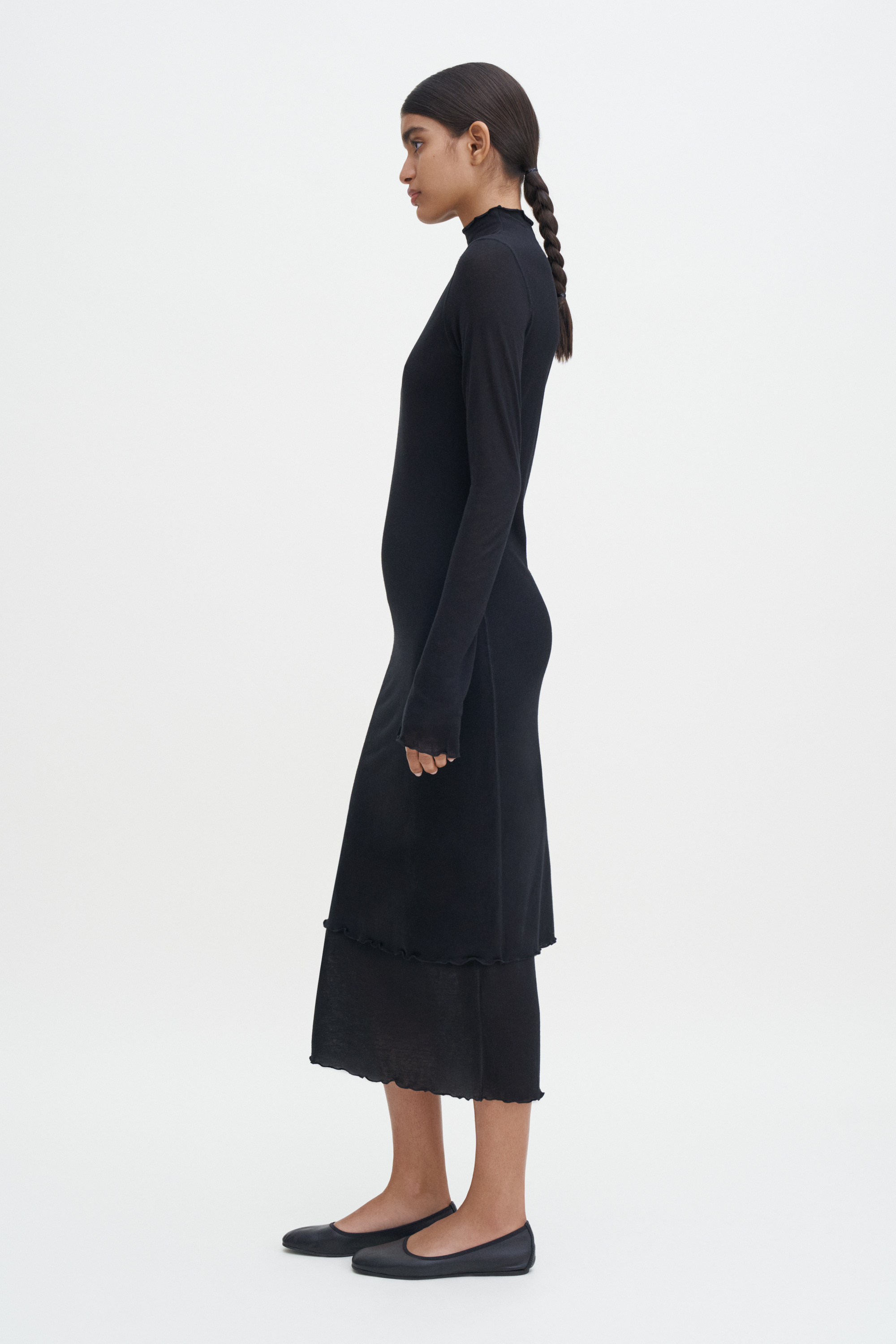 Filippa K Layered Frill Dress In Black
