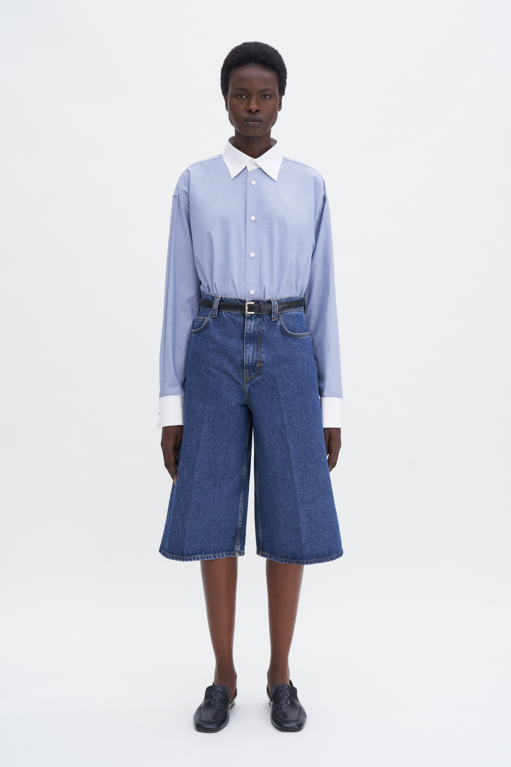 Filippa K Cotton Tuxedo Shirt In Blue