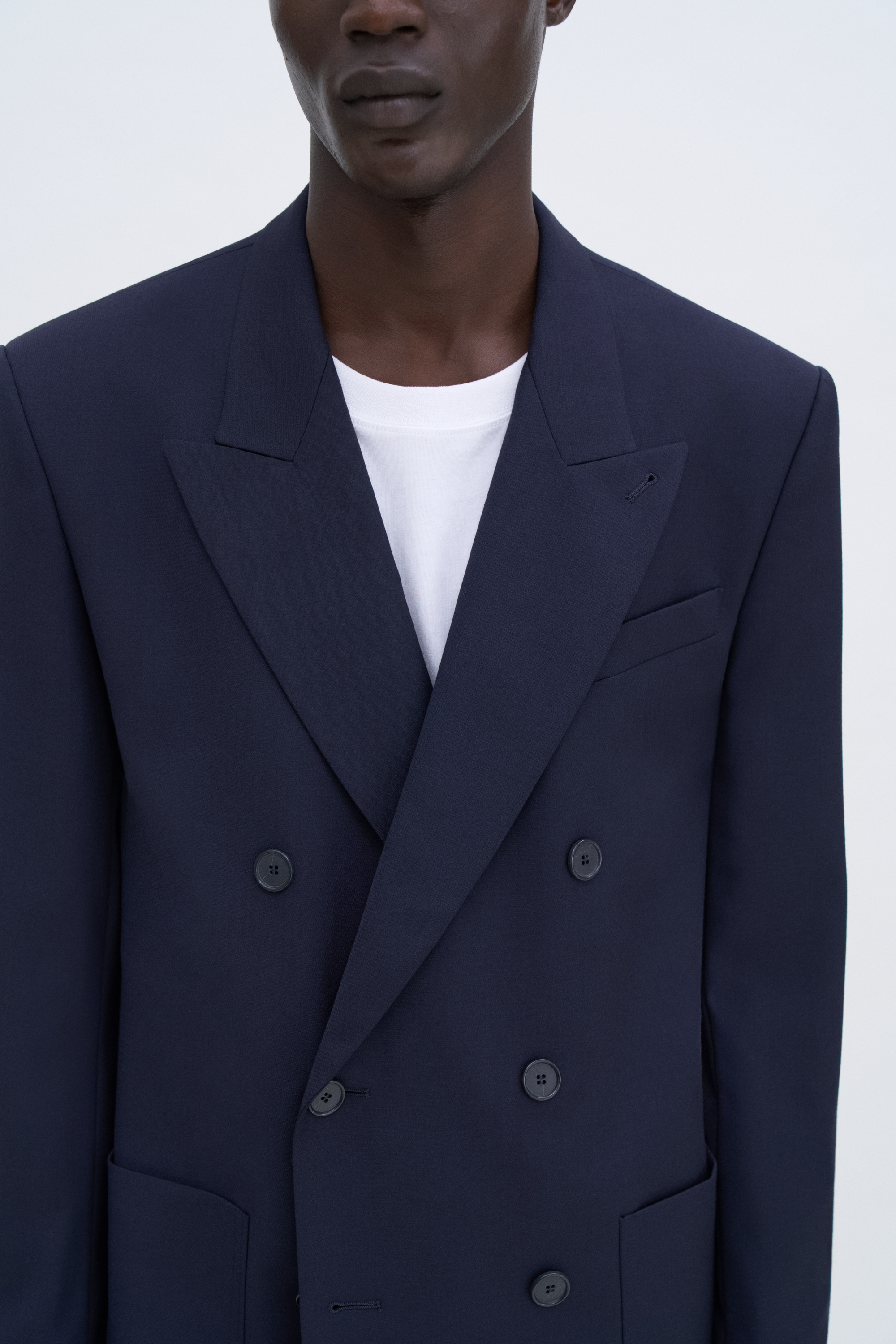 Filippa K Patch Pocket Double Breasted Blazer In Blue