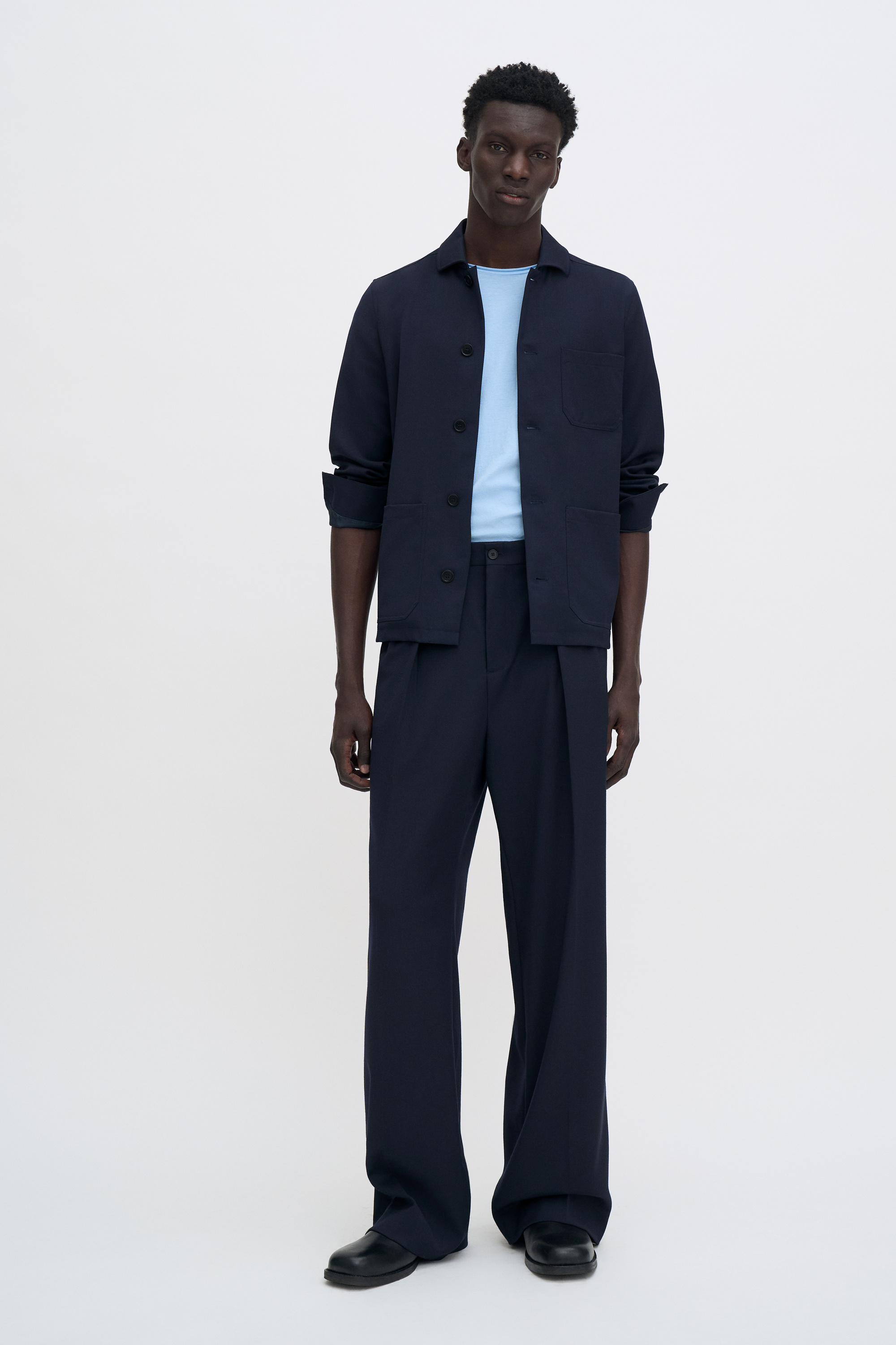 Filippa K Roll Neck Tee In Blue