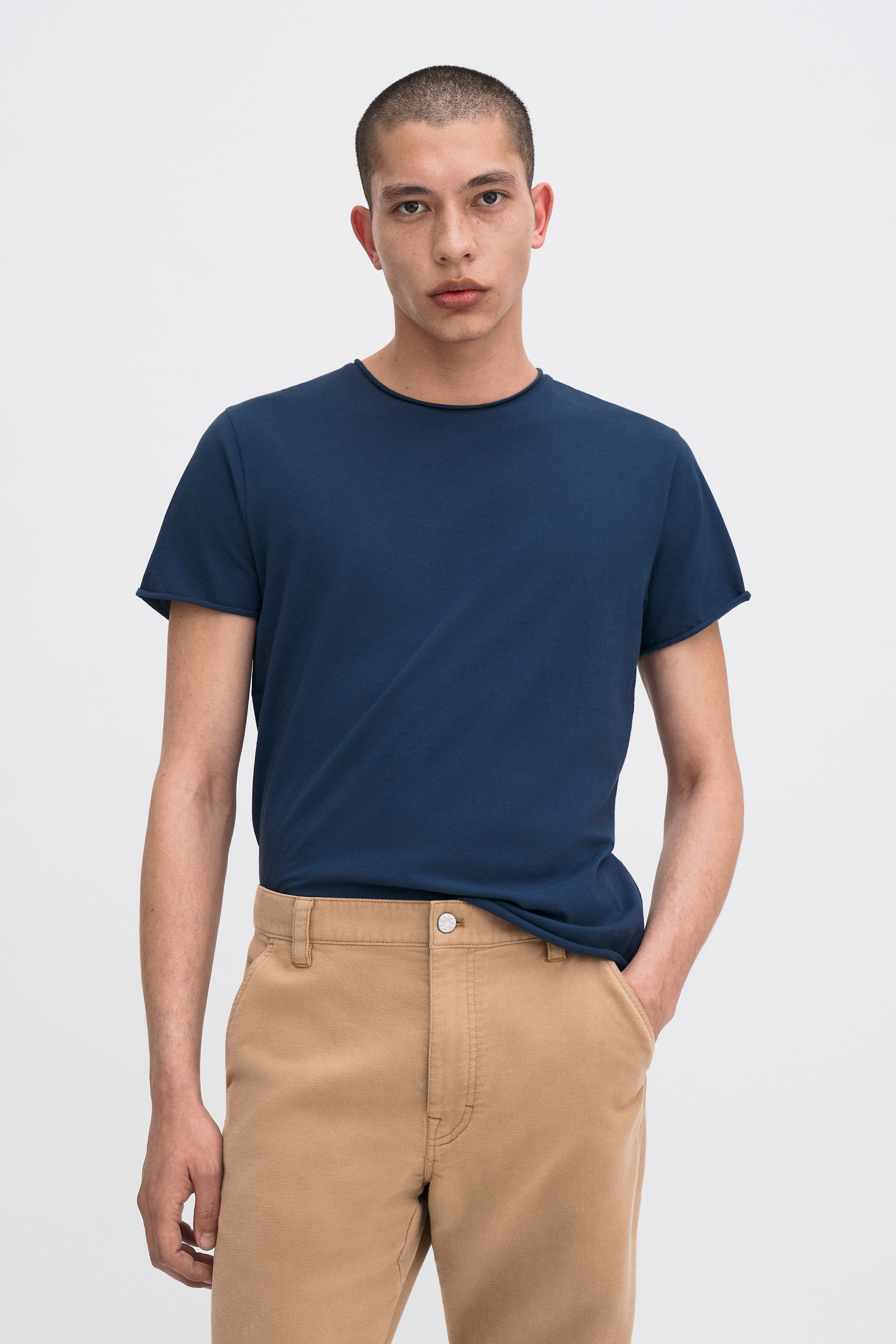 Filippa K Roll Neck Tee In Blue