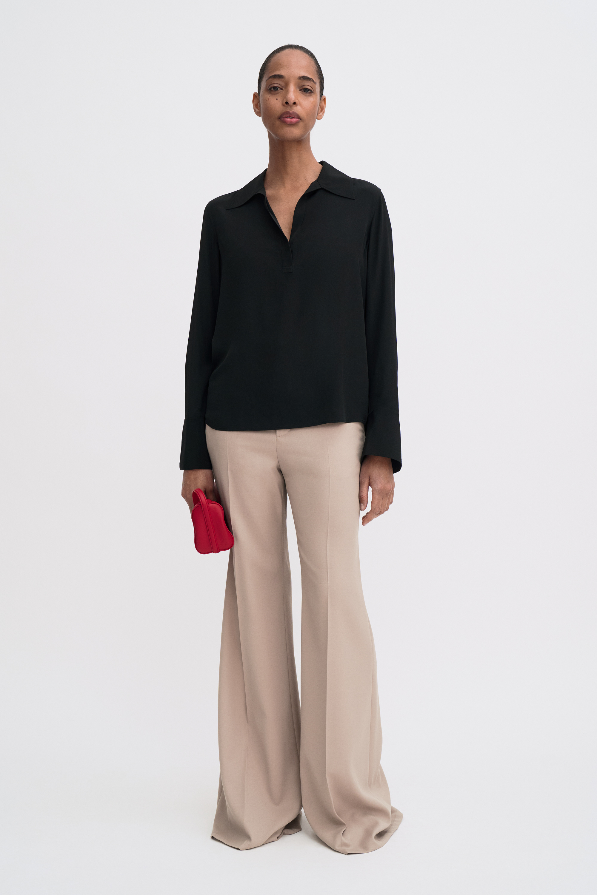Filippa K Half Placket Blouse In Black