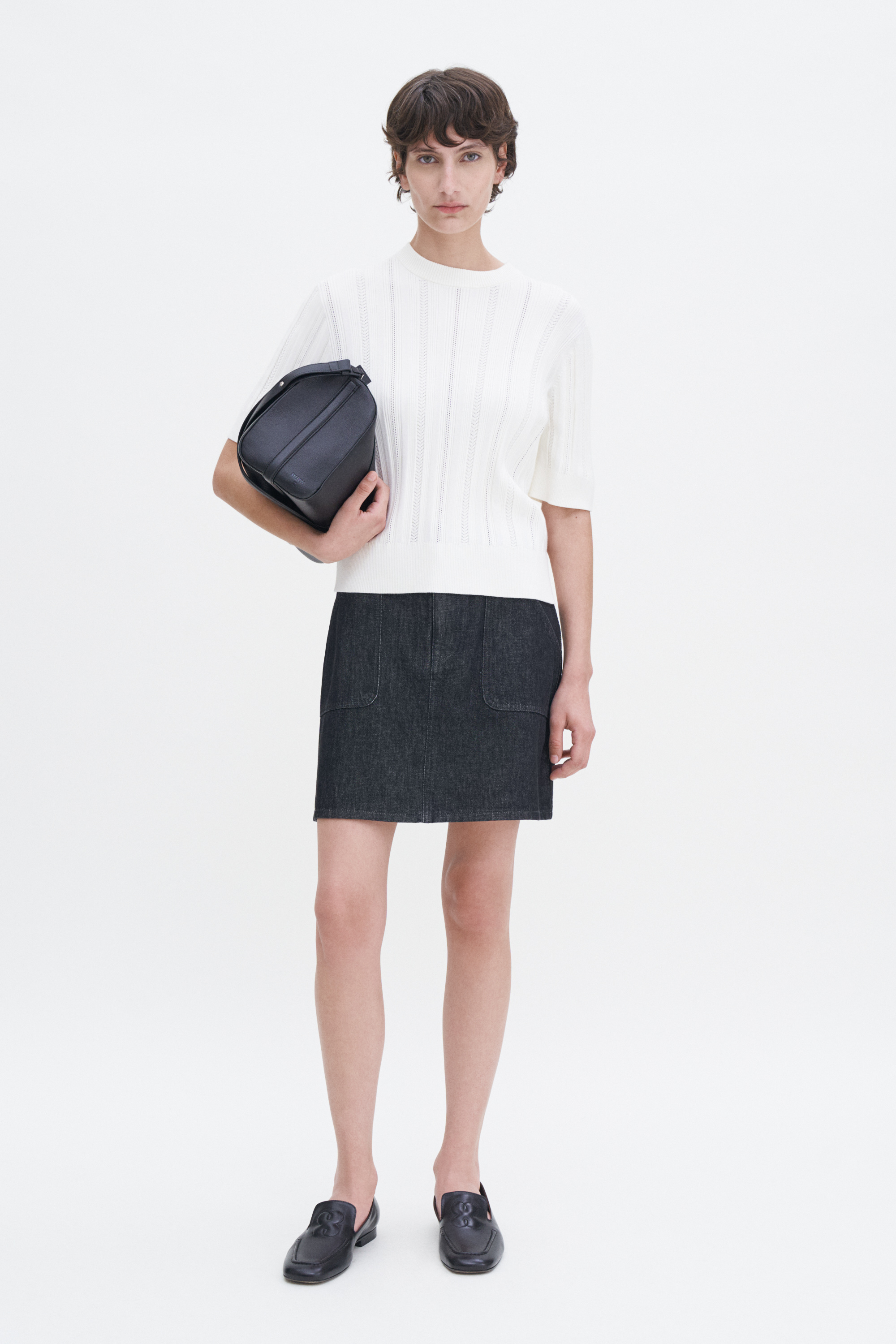 Filippa K Braid Knit Tshirt In White