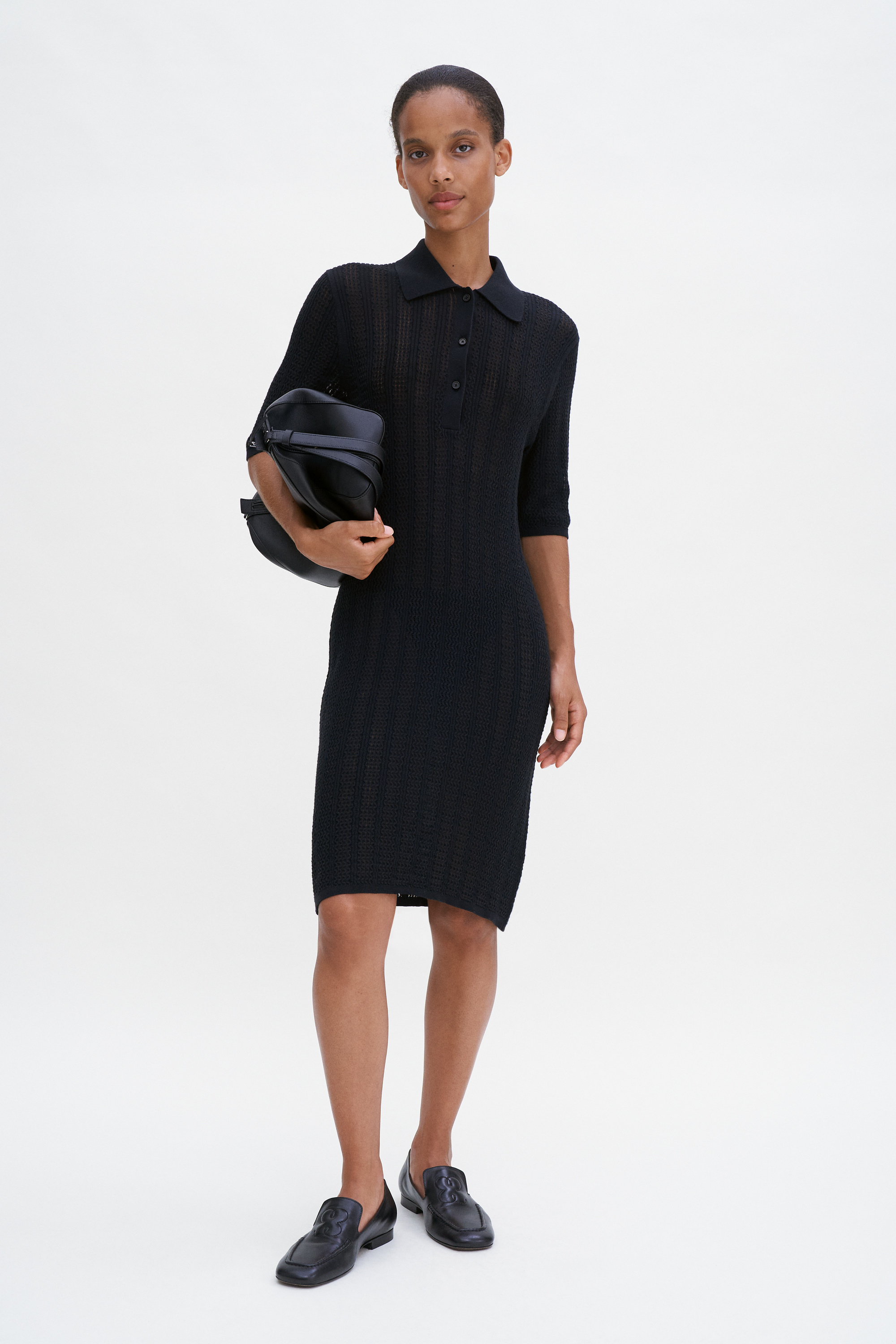 Filippa K Lace Knit Dress In Black
