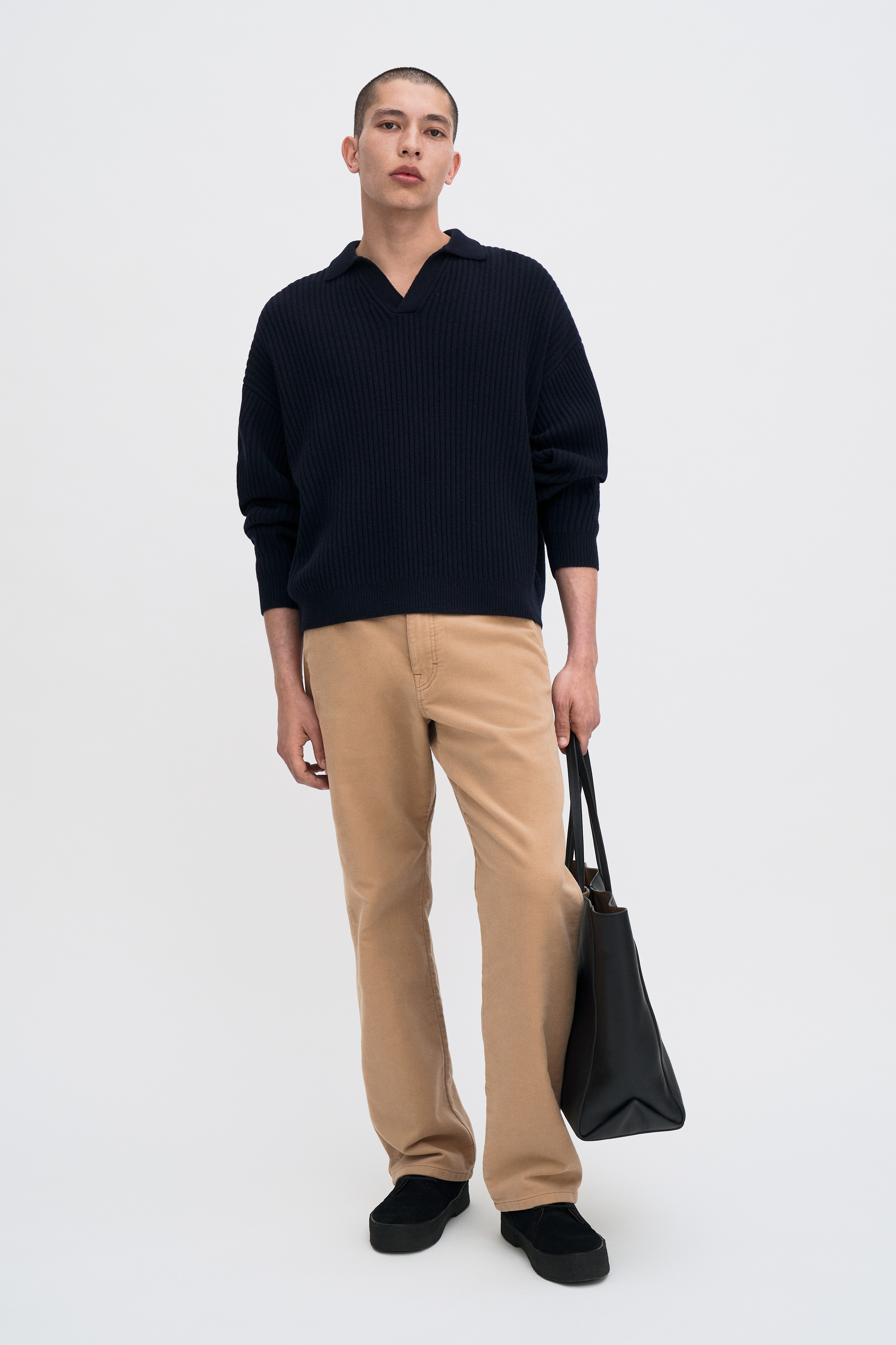 Filippa K Ribbed Wool Polo Shirt In Blue