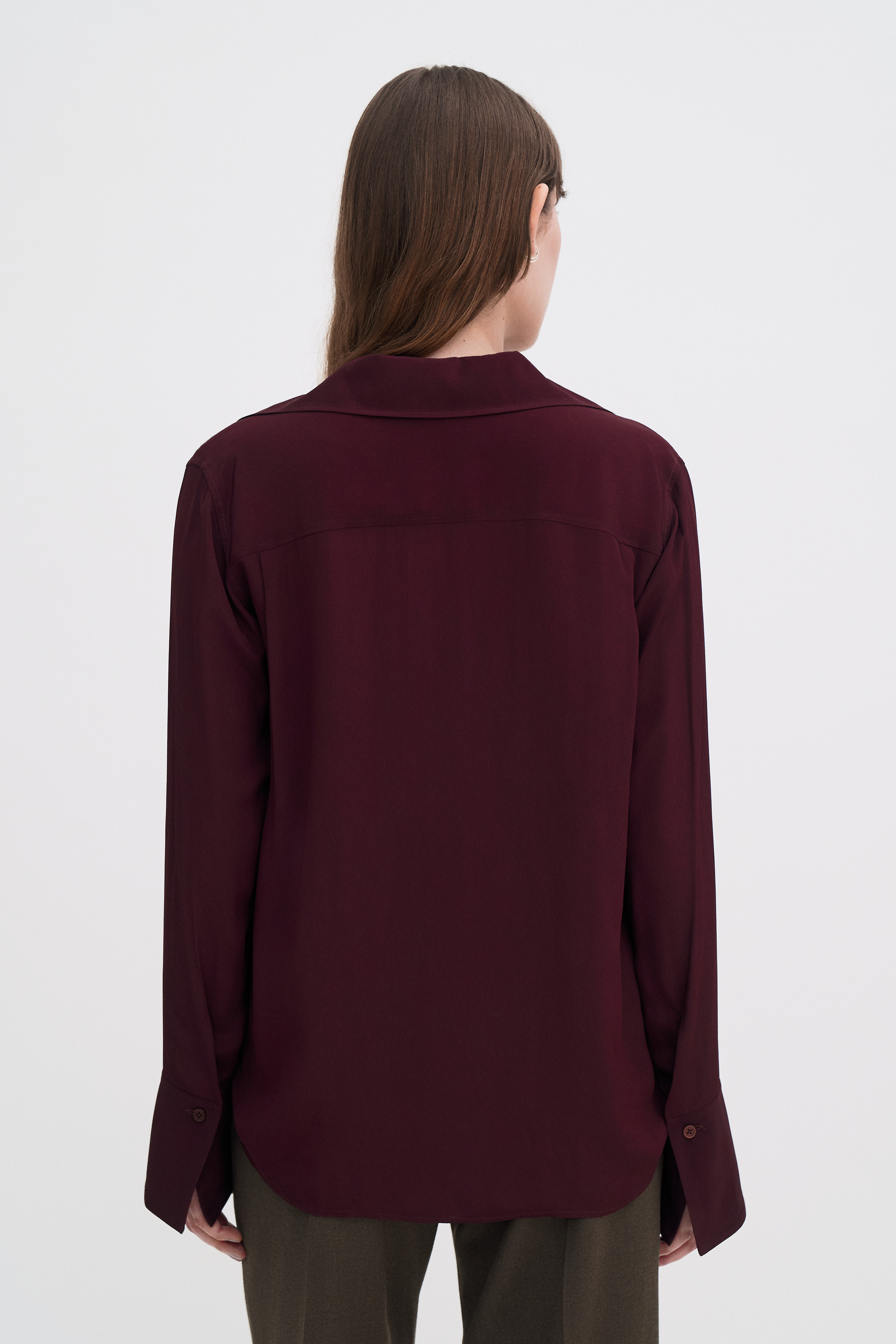 Filippa K Half Placket Blouse In Burgundy