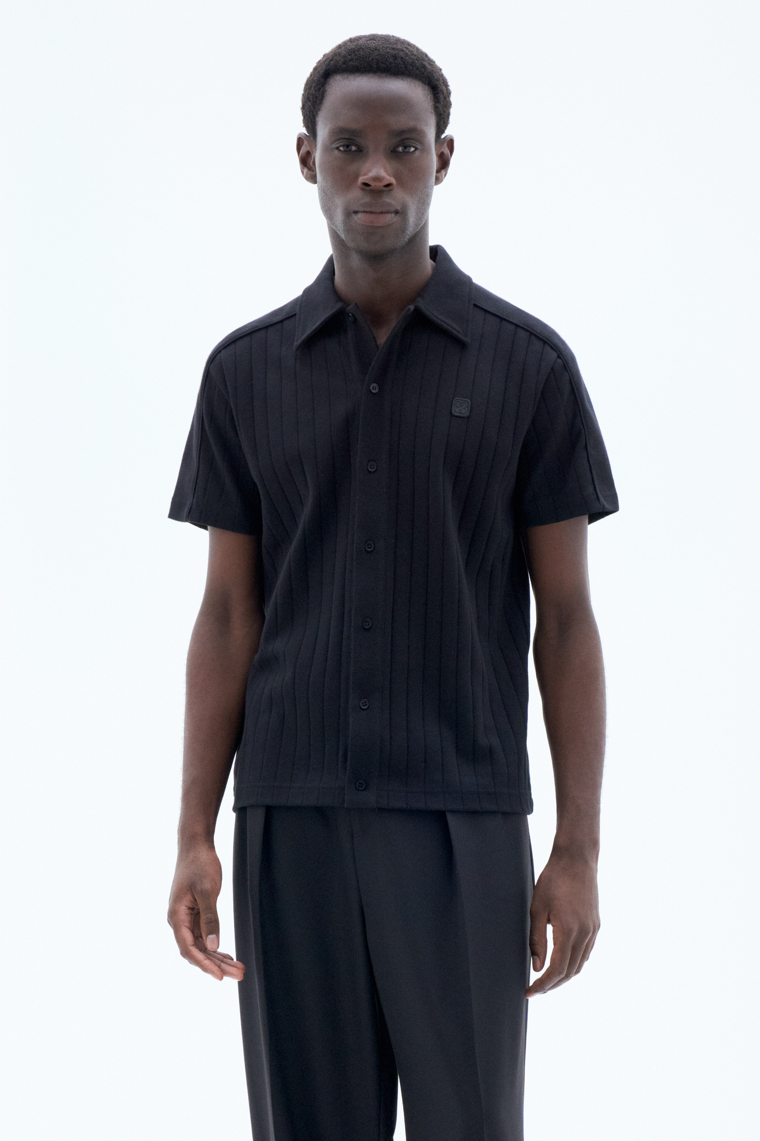 Filippa K Short Sleeve Jersey Shirt In Black