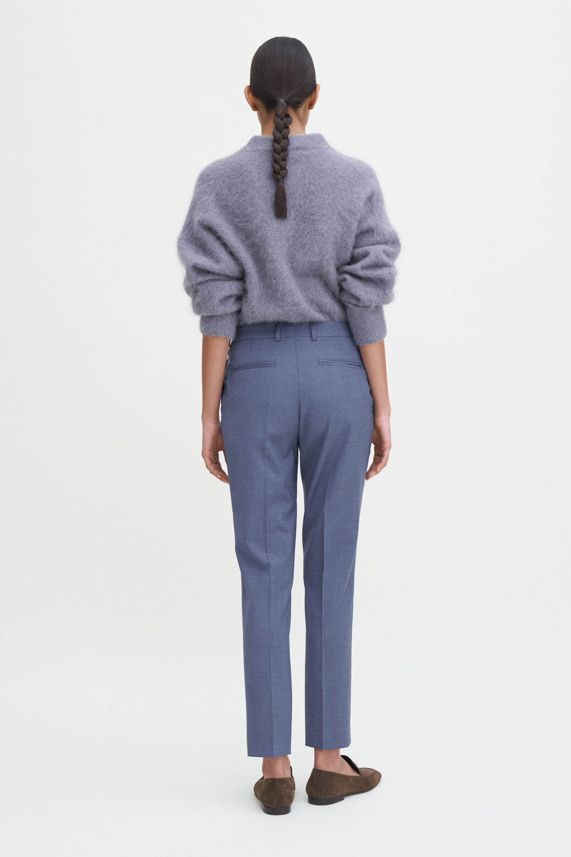 Filippa K Emma Cropped Cool Wool Trousers In Blue